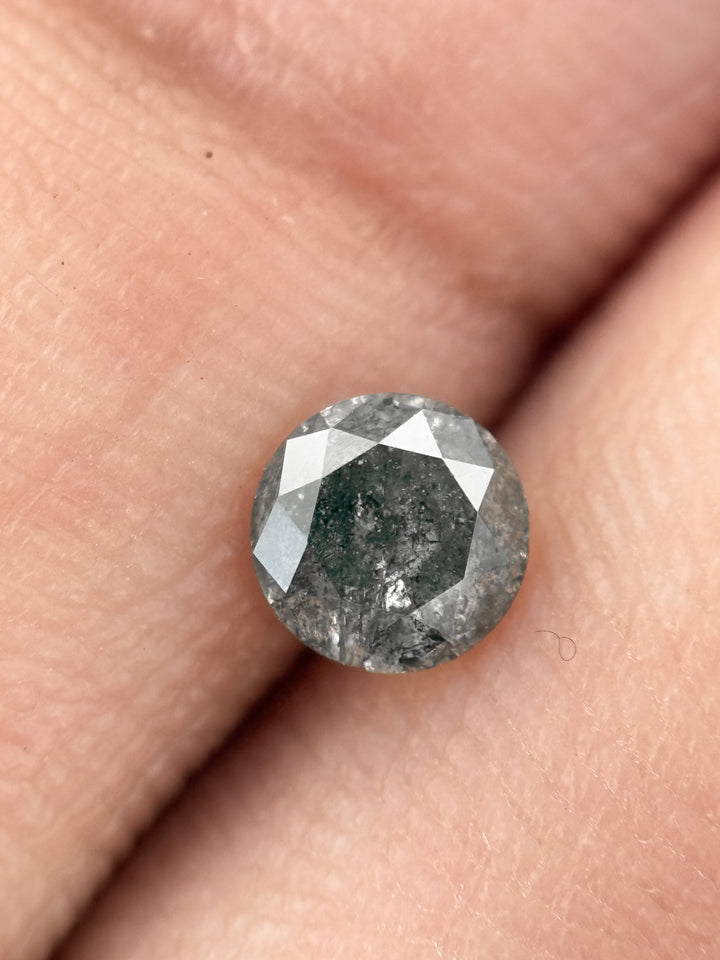 0.49 Ct Round Brilliant Cut Grey Natural Salt and Pepper Diamond