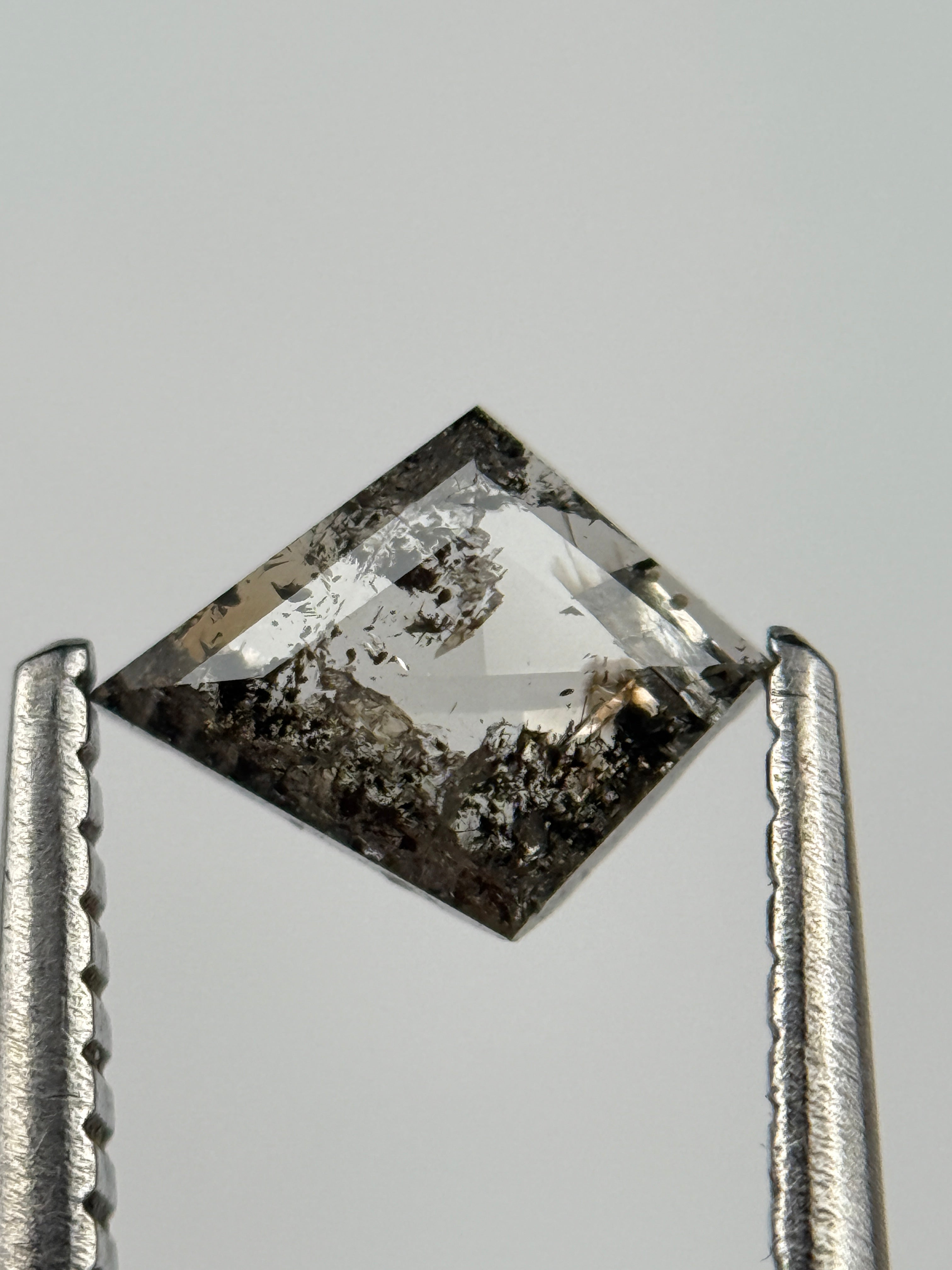 0.45 Ct Kite Rose Cut Grey Natural Salt and Pepper Diamond