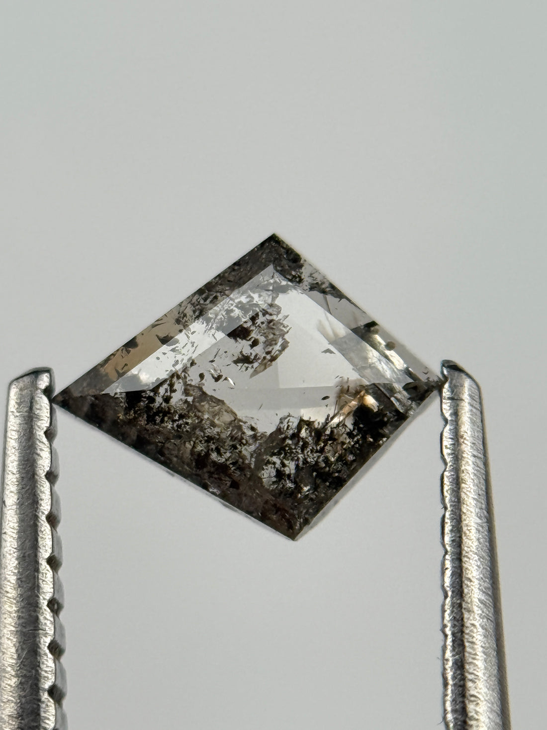 0.45 Ct Kite Rose Cut Grey Natural Salt and Pepper Diamond