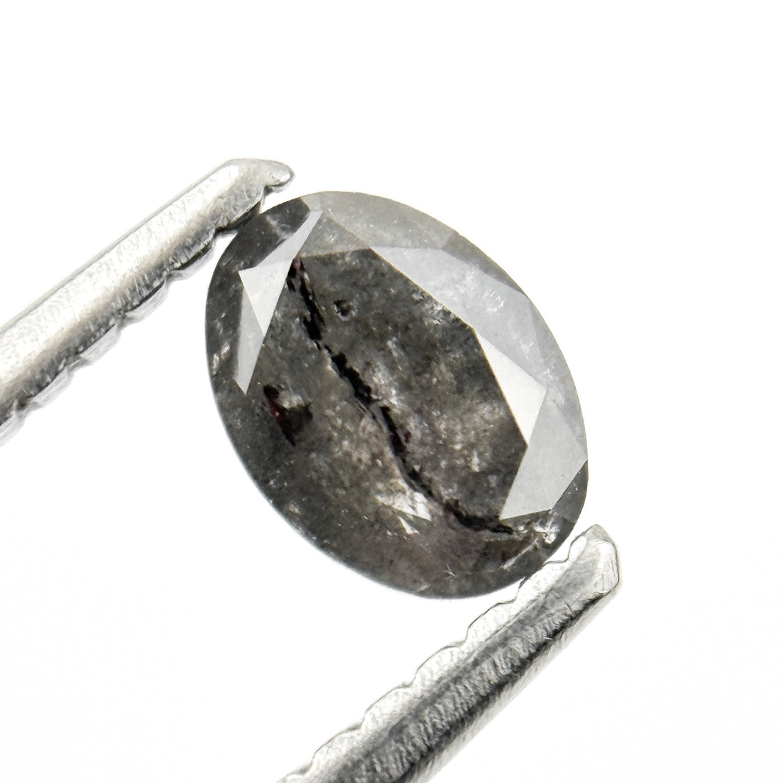 0.48 Ct Oval Rose Cut Grey Natural Salt and Pepper Diamond