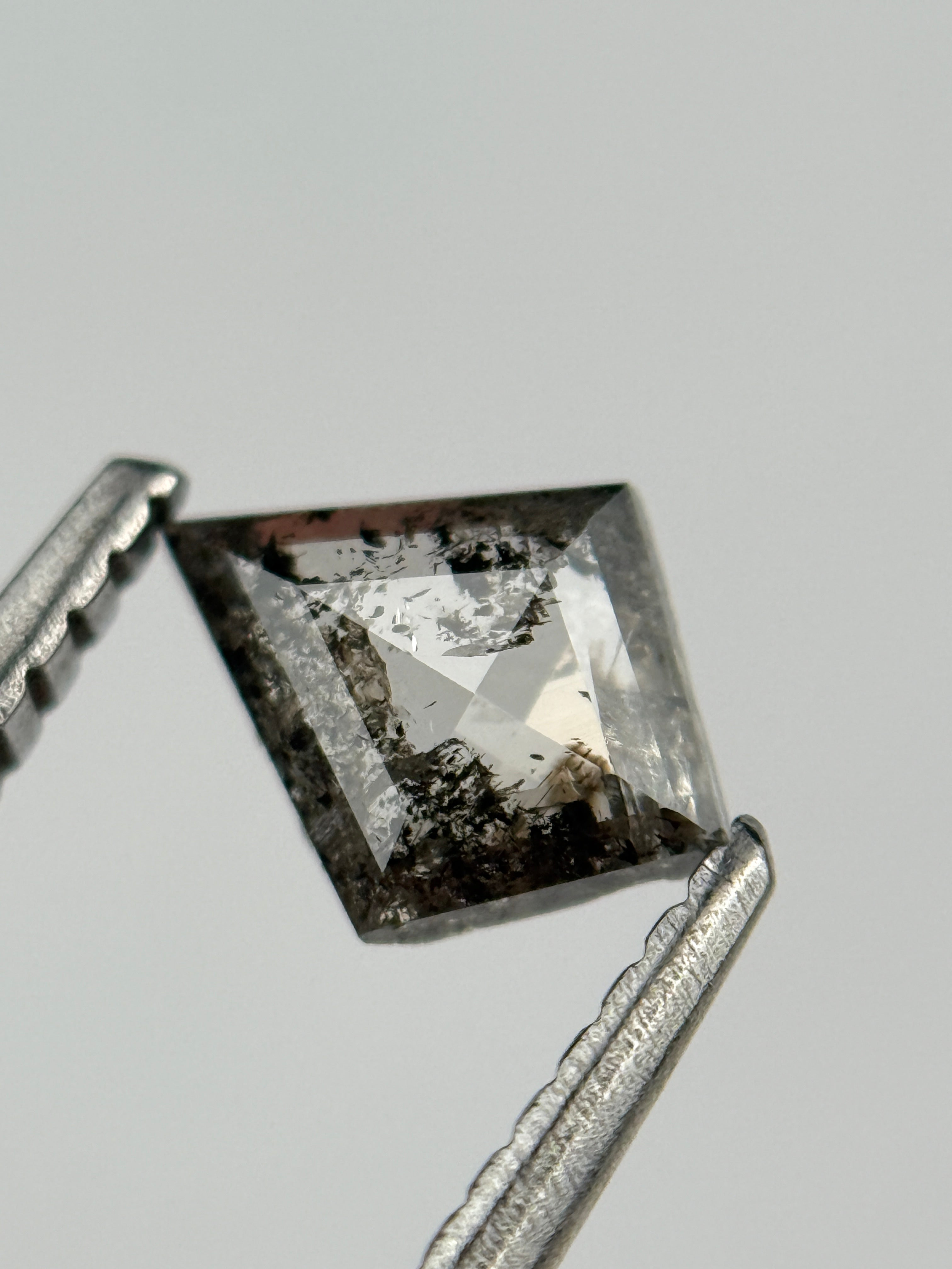 0.45 Ct Kite Rose Cut Grey Natural Salt and Pepper Diamond