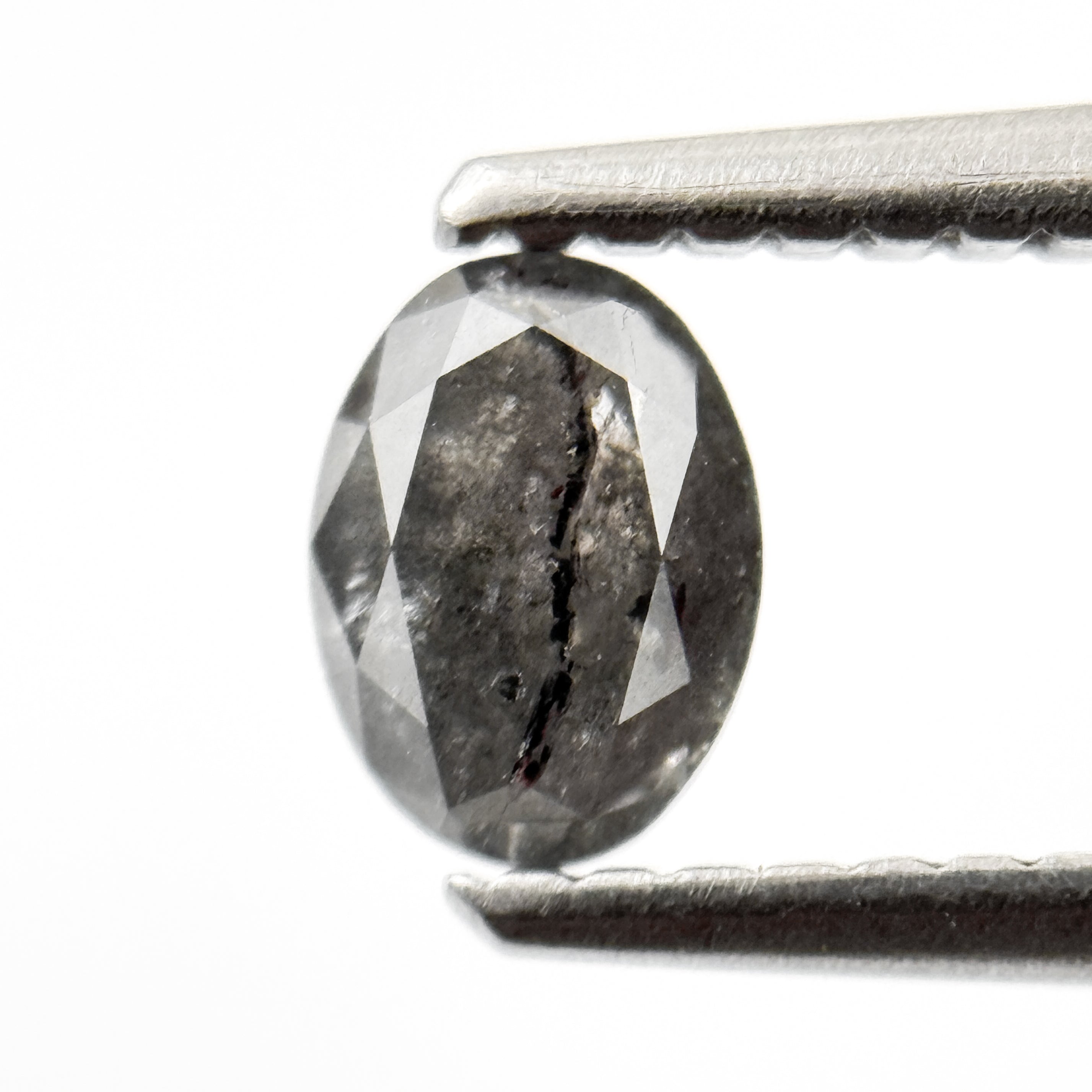 0.48 Ct Oval Rose Cut Grey Natural Salt and Pepper Diamond