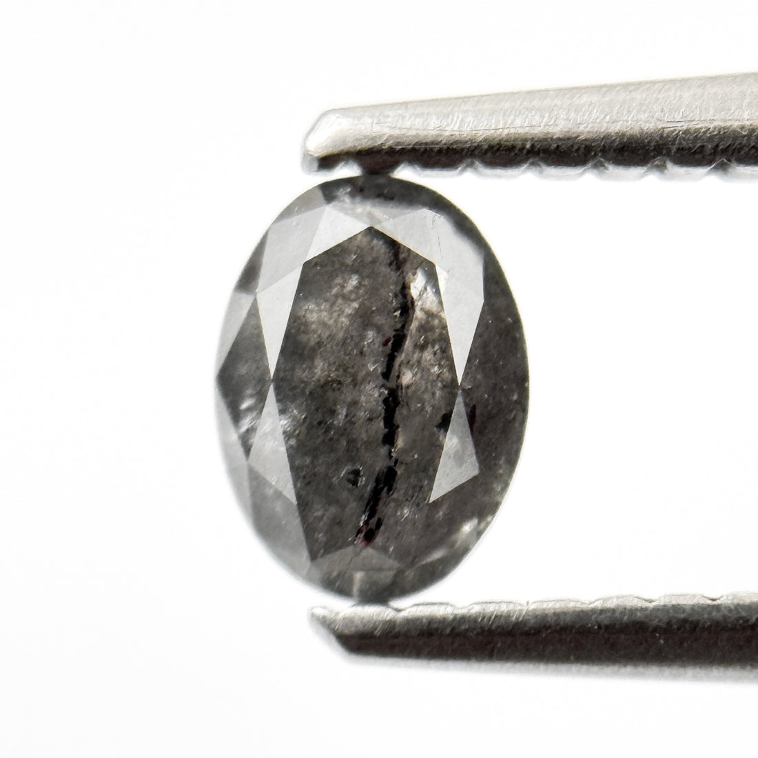 0.48 Ct Oval Rose Cut Grey Natural Salt and Pepper Diamond