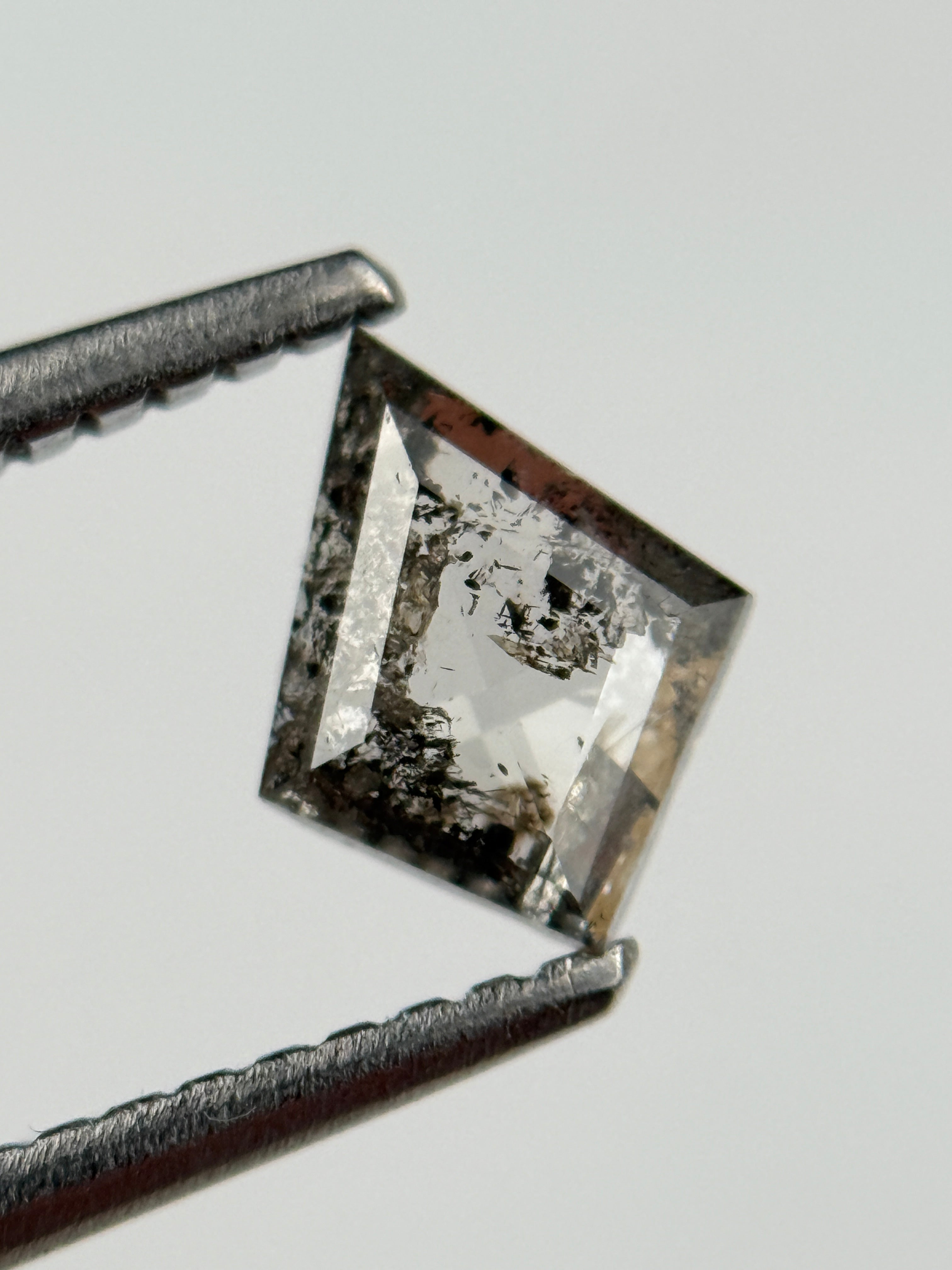 0.45 Ct Kite Rose Cut Grey Natural Salt and Pepper Diamond
