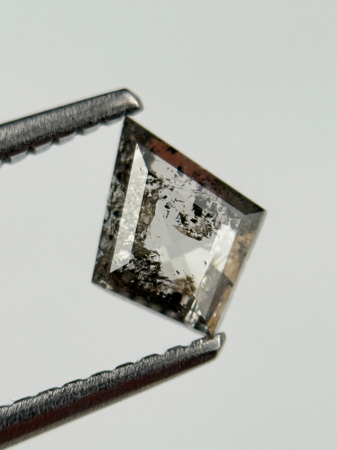 0.45 Ct Kite Rose Cut Grey Natural Salt and Pepper Diamond