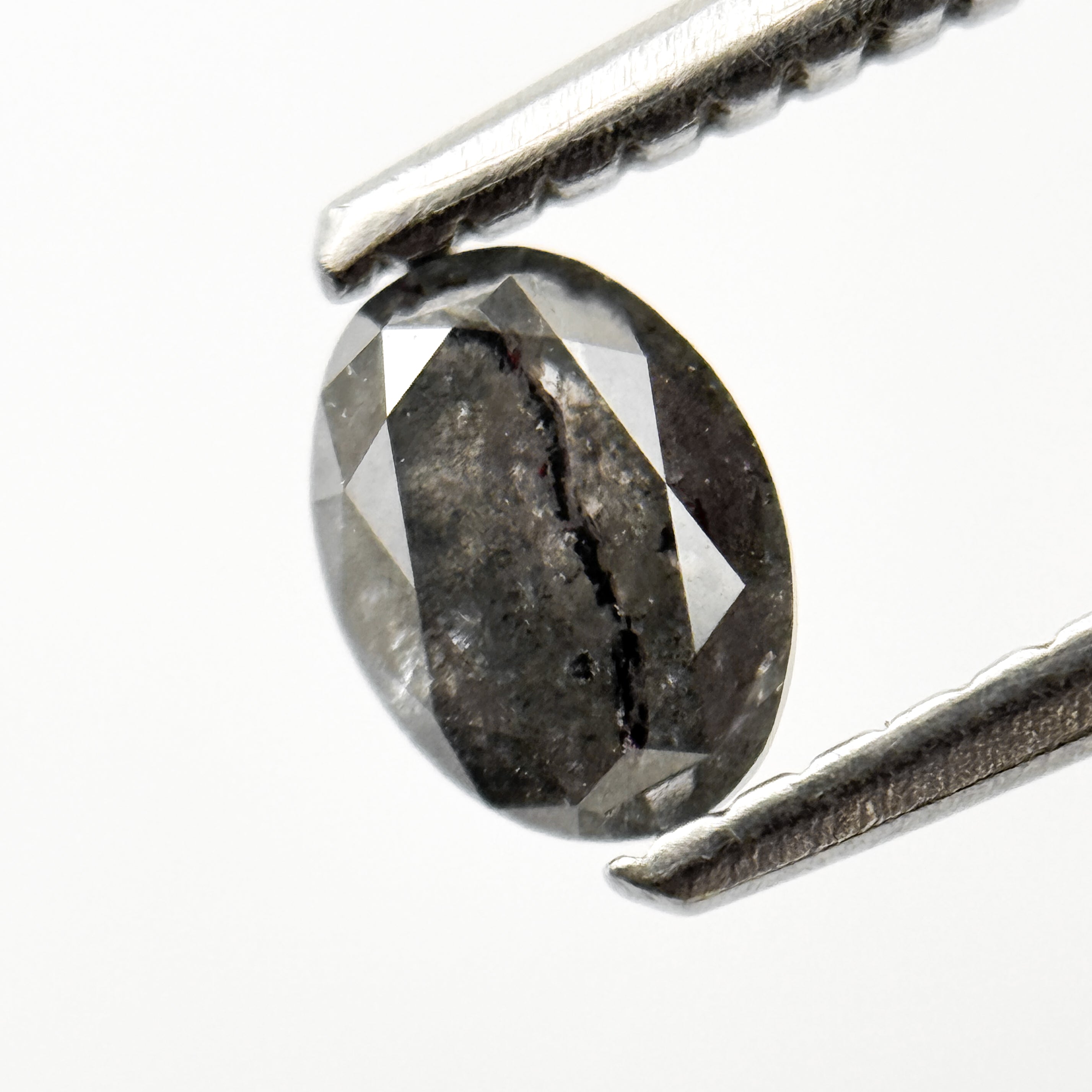 0.48 Ct Oval Rose Cut Grey Natural Salt and Pepper Diamond