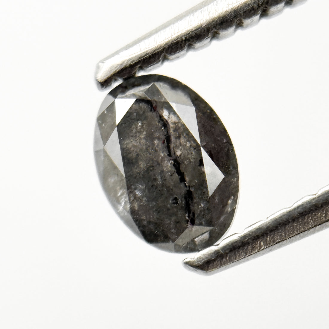 0.48 Ct Oval Rose Cut Grey Natural Salt and Pepper Diamond