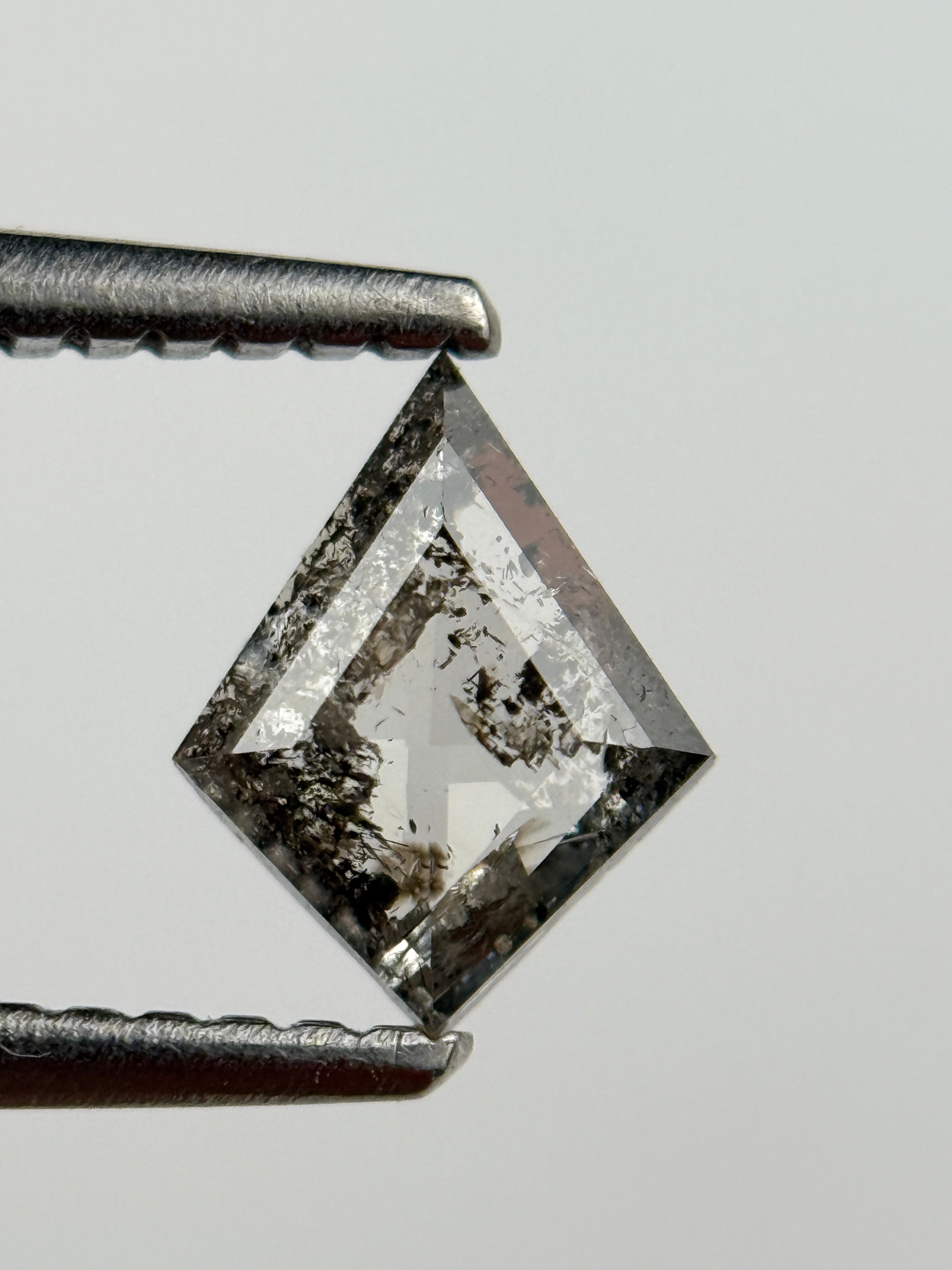 0.45 Ct Kite Rose Cut Grey Natural Salt and Pepper Diamond