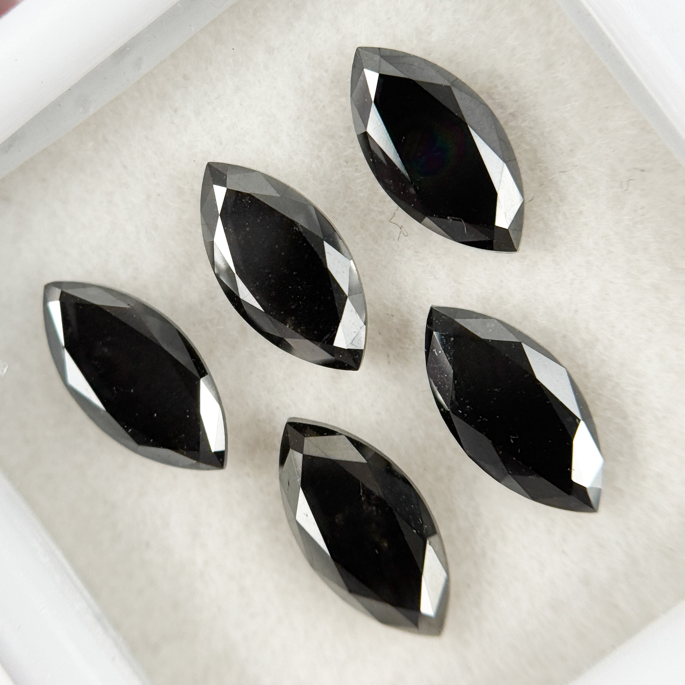 6 X 3 MM Marquise Rose Cut Black Natural Fancy Diamond