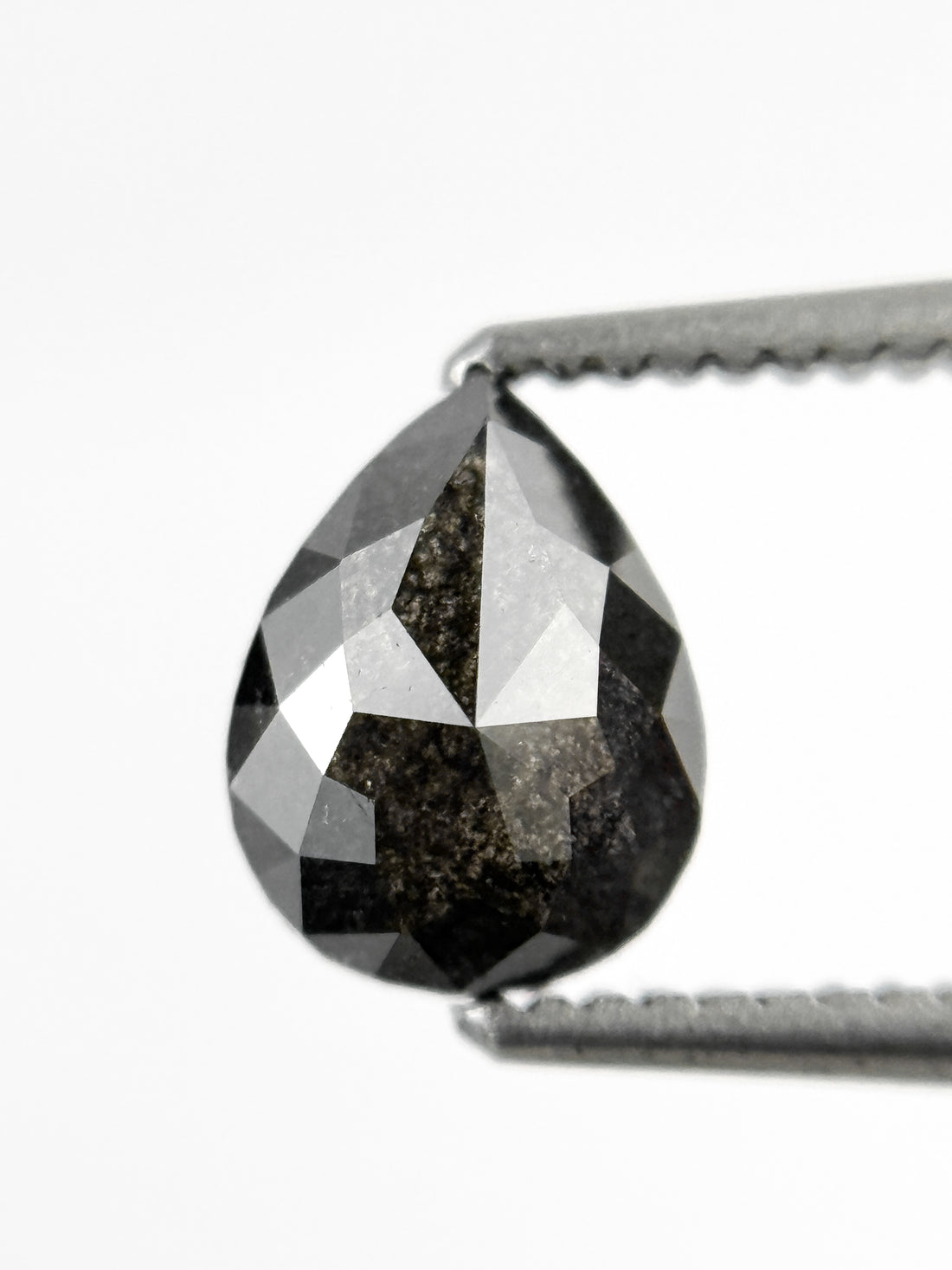0.83 Ct Pear Rose Cut Grey Natural Salt and Pepper Diamond