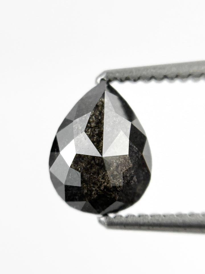 0.83 Ct Pear Rose Cut Grey Natural Salt and Pepper Diamond