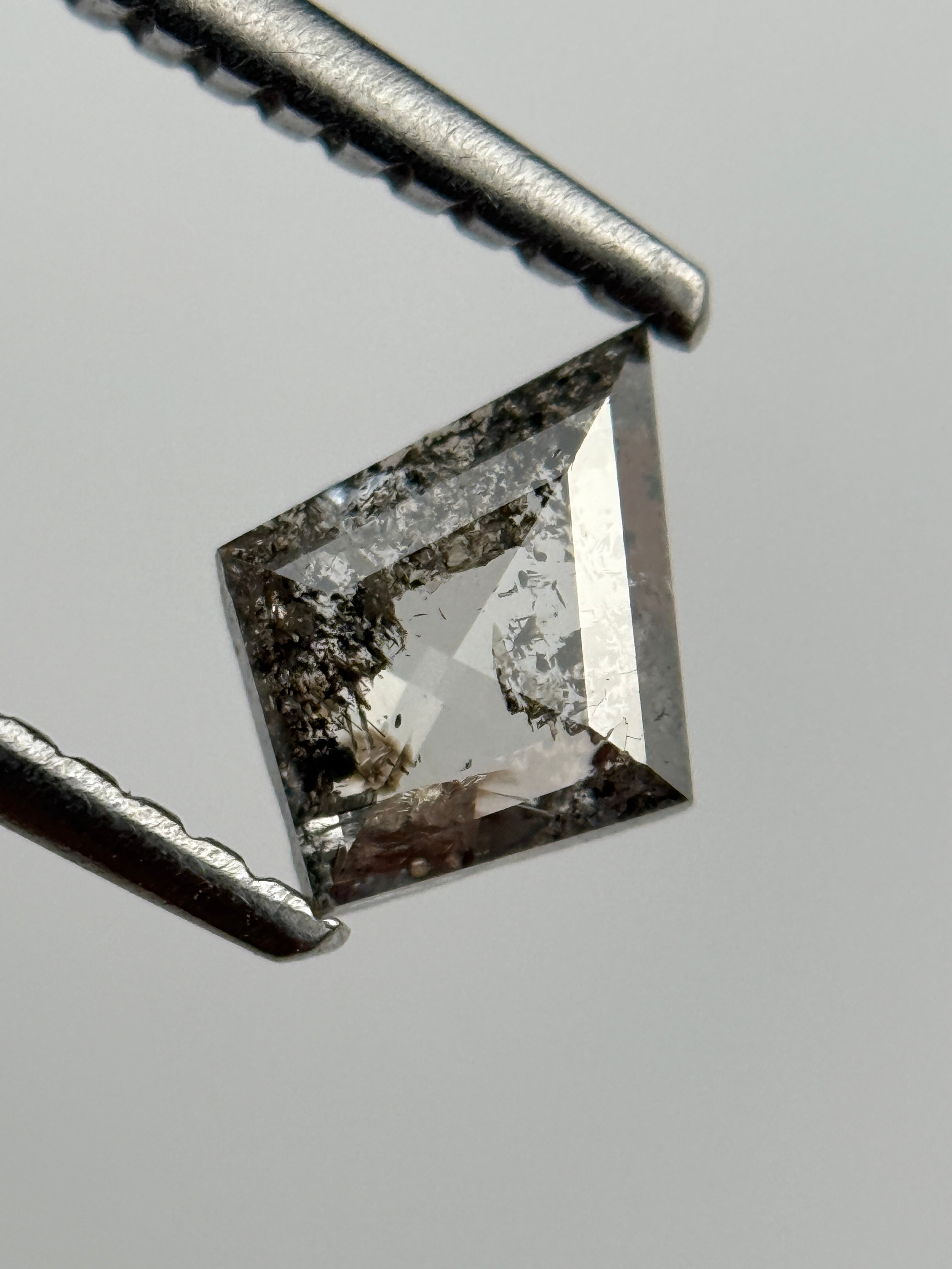 0.45 Ct Kite Rose Cut Grey Natural Salt and Pepper Diamond