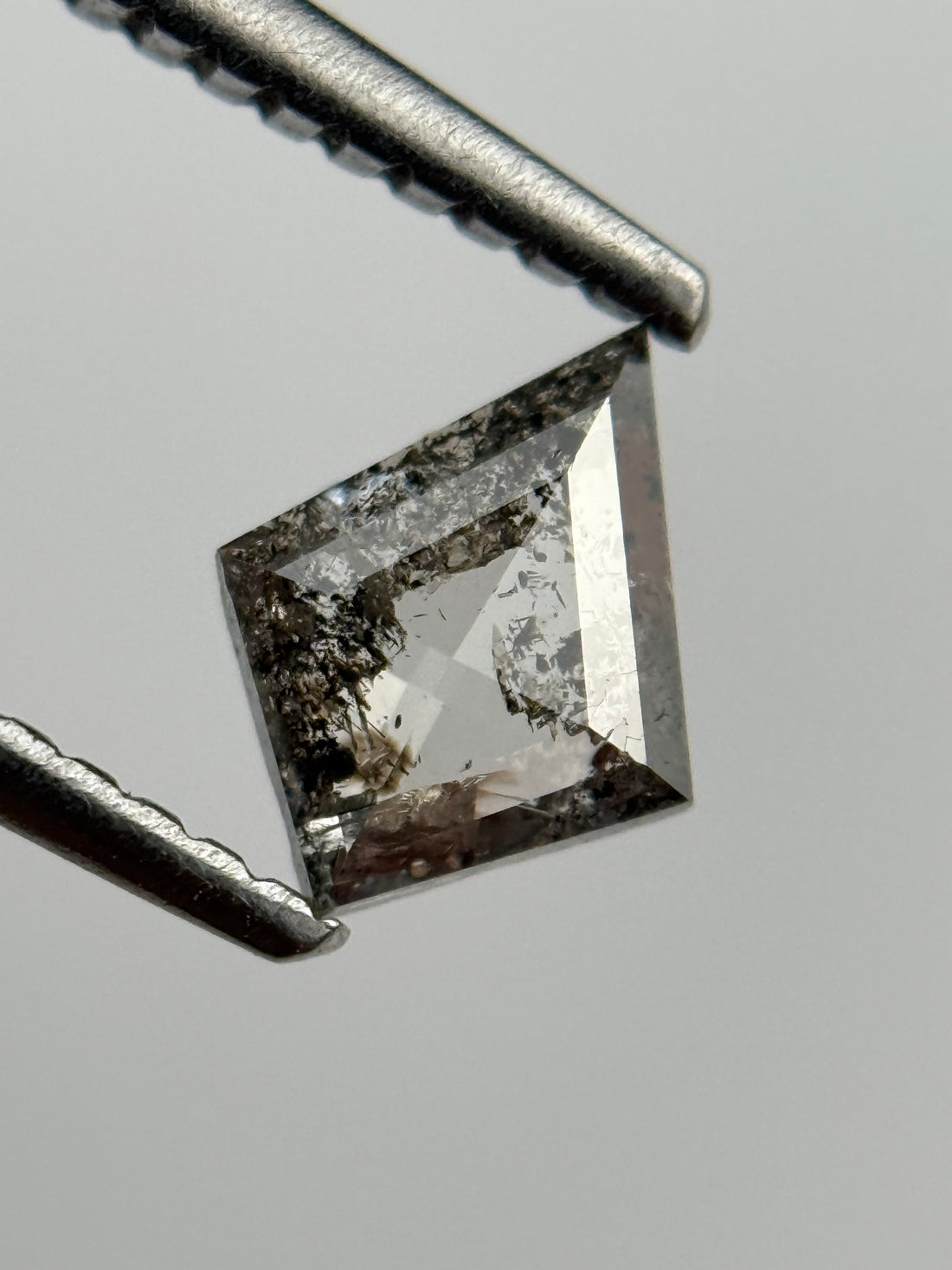 0.45 Ct Kite Rose Cut Grey Natural Salt and Pepper Diamond