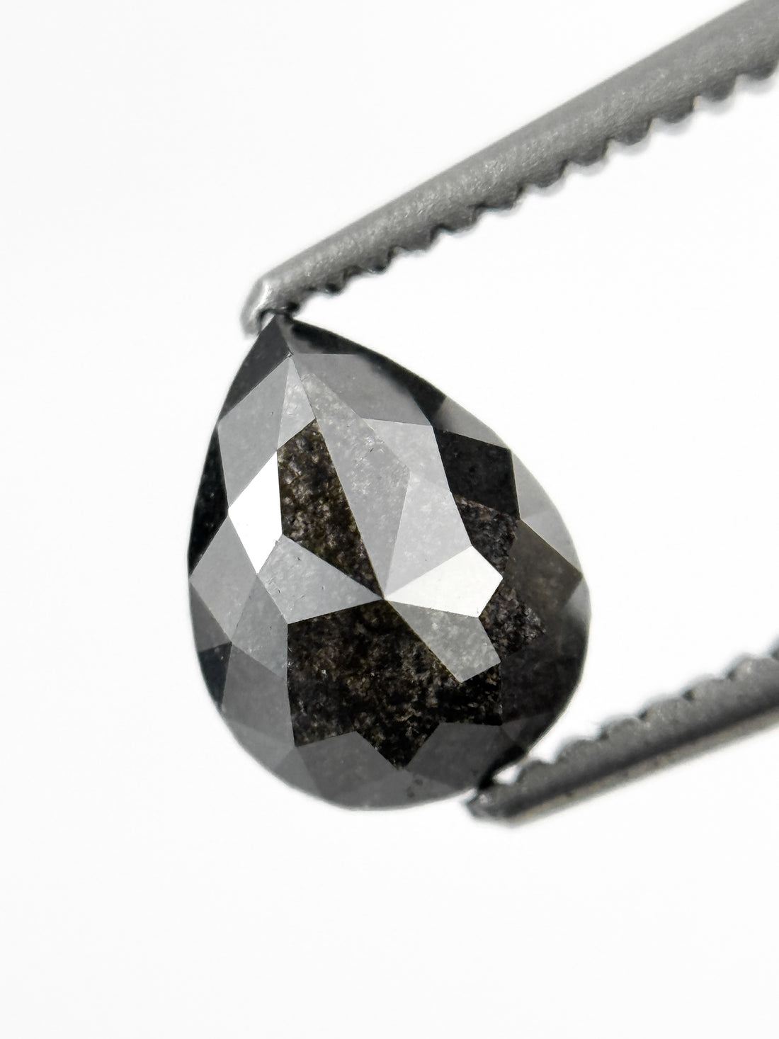 0.83 Ct Pear Rose Cut Grey Natural Salt and Pepper Diamond