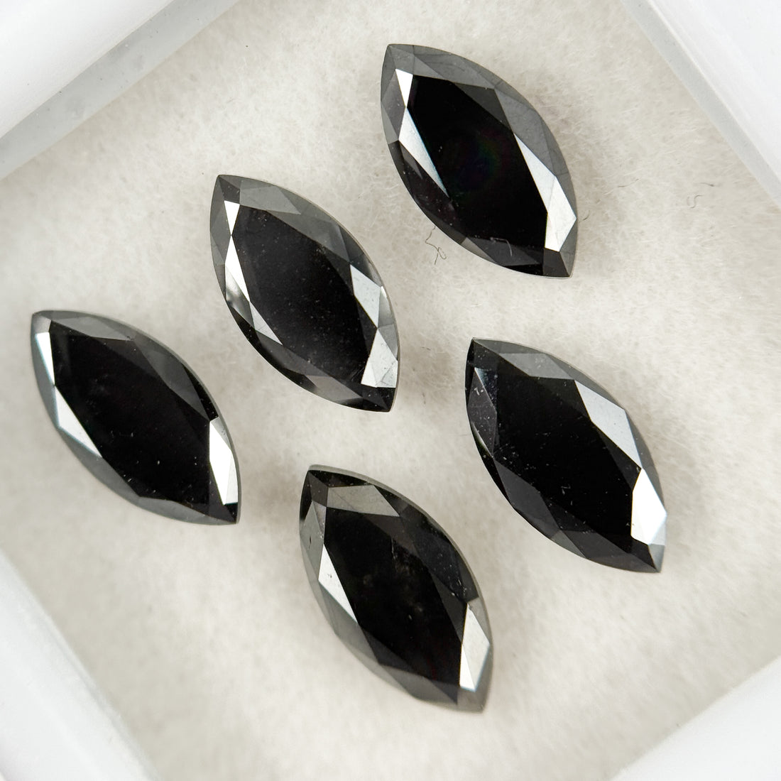 8 X 4 MM Marquise Rose Cut Black Natural Fancy Diamond Pair
