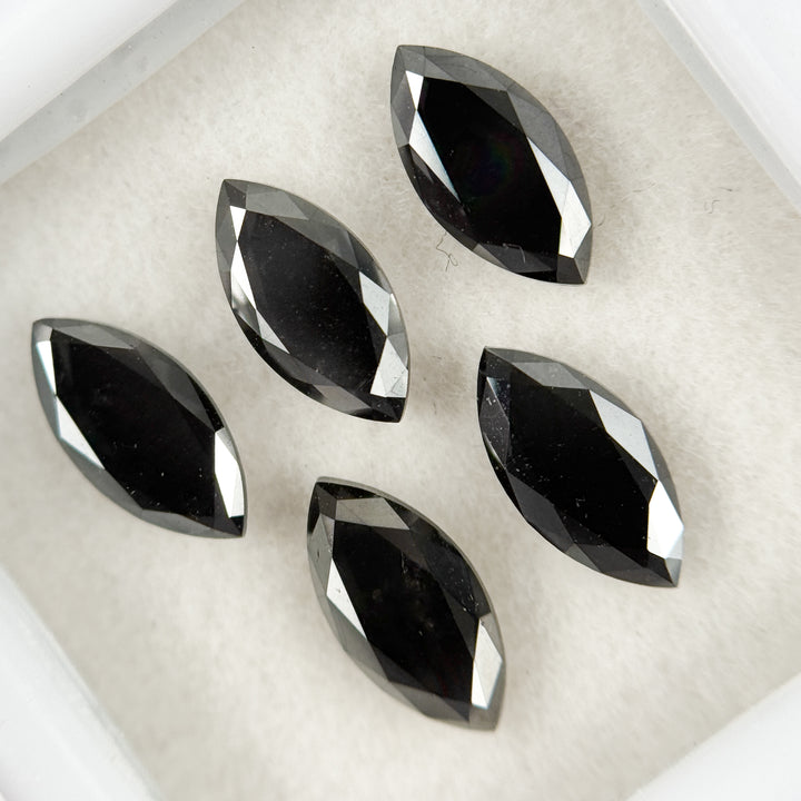 8 X 4 MM Marquise Rose Cut Black Natural Fancy Diamond Pair