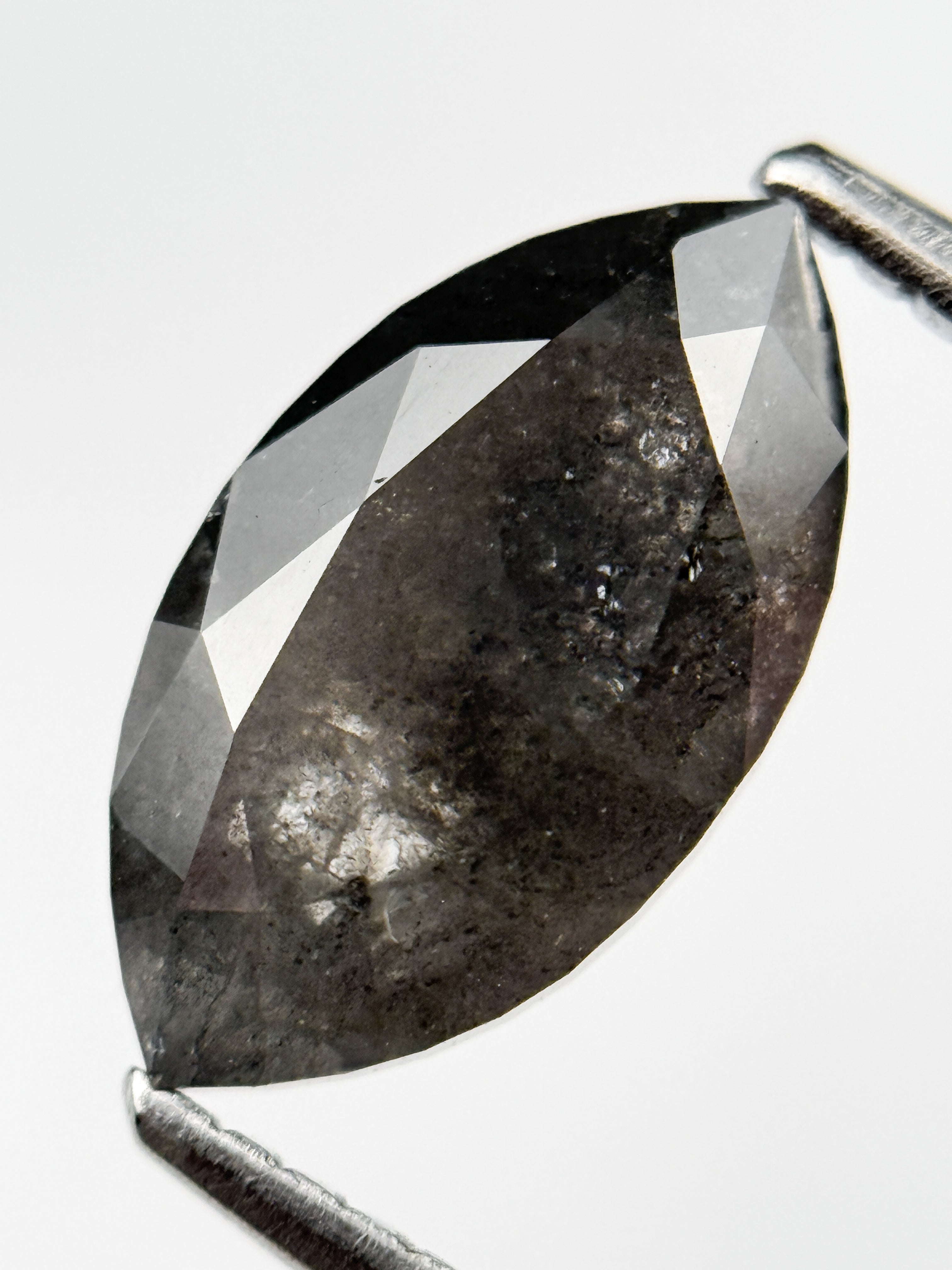 2.39 Ct Marquise Brilliant Cut Grey Natural Salt and Pepper Diamond