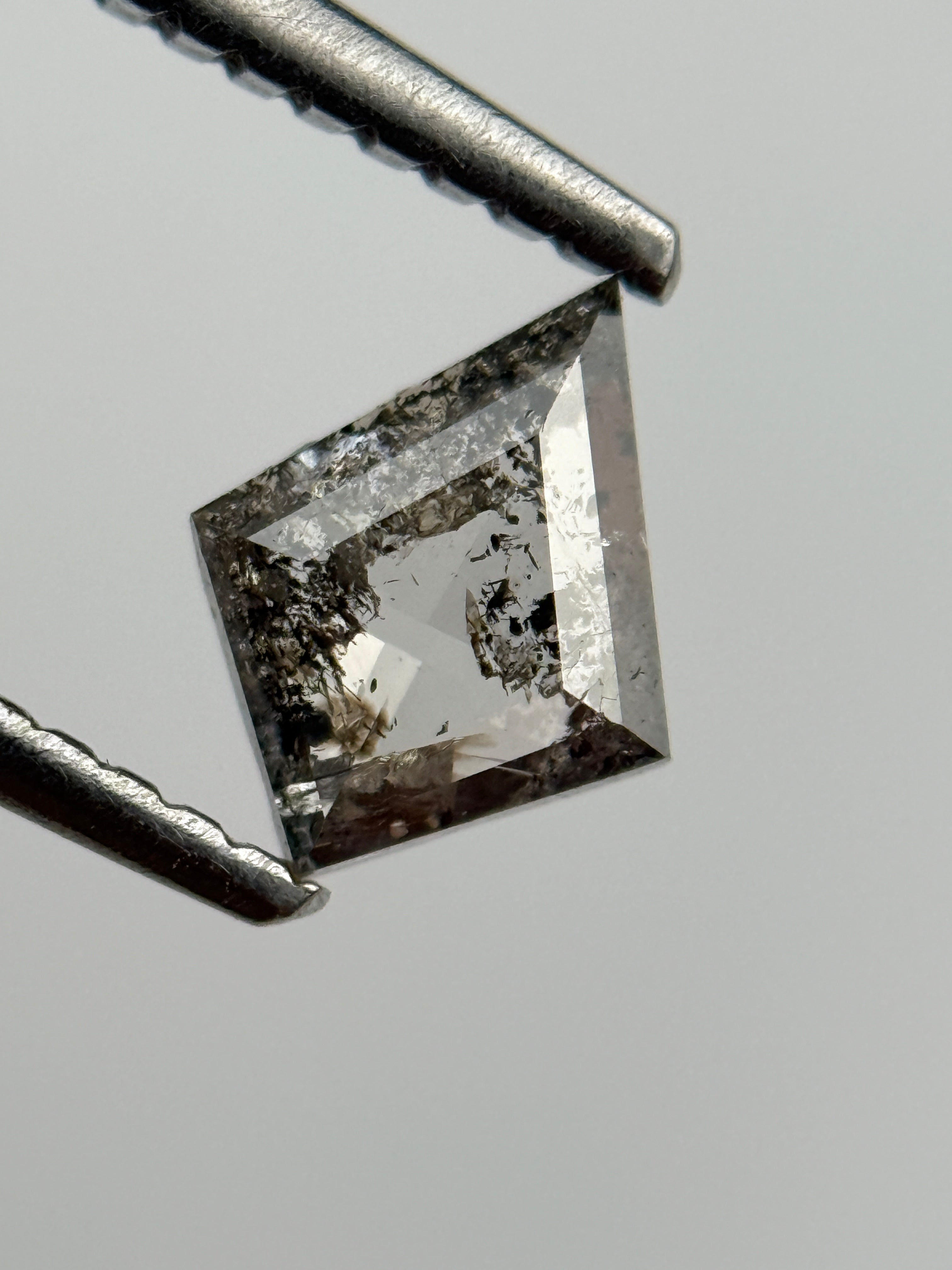 0.45 Ct Kite Rose Cut Grey Natural Salt and Pepper Diamond
