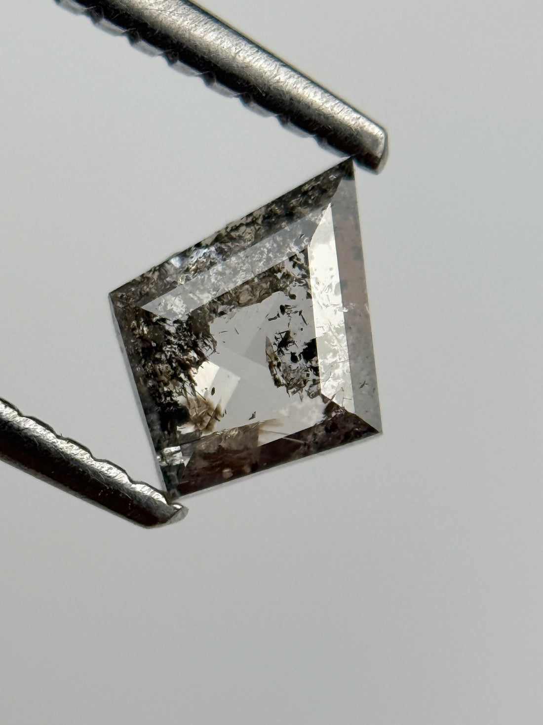 0.45 Ct Kite Rose Cut Grey Natural Salt and Pepper Diamond