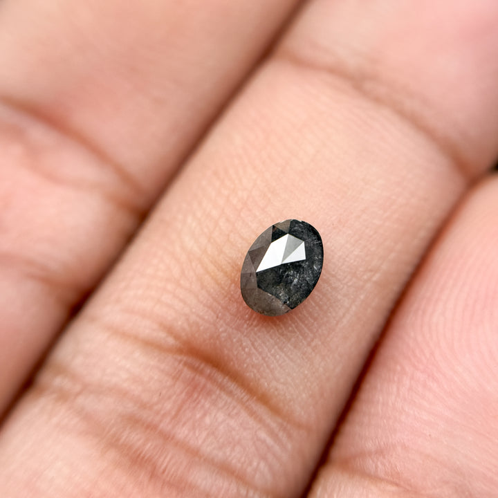 0.48 Ct Oval Rose Cut Grey Natural Salt and Pepper Diamond