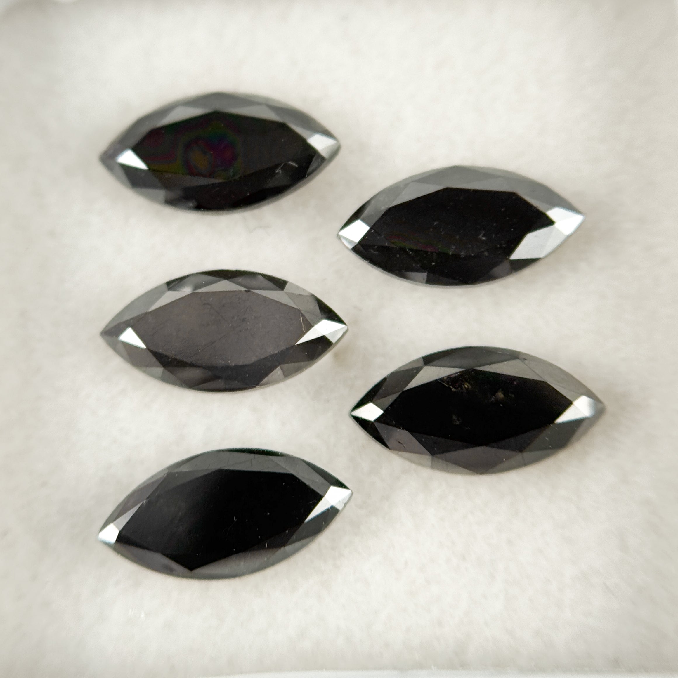 8 X 4 MM Marquise Rose Cut Black Natural Fancy Diamond Pair