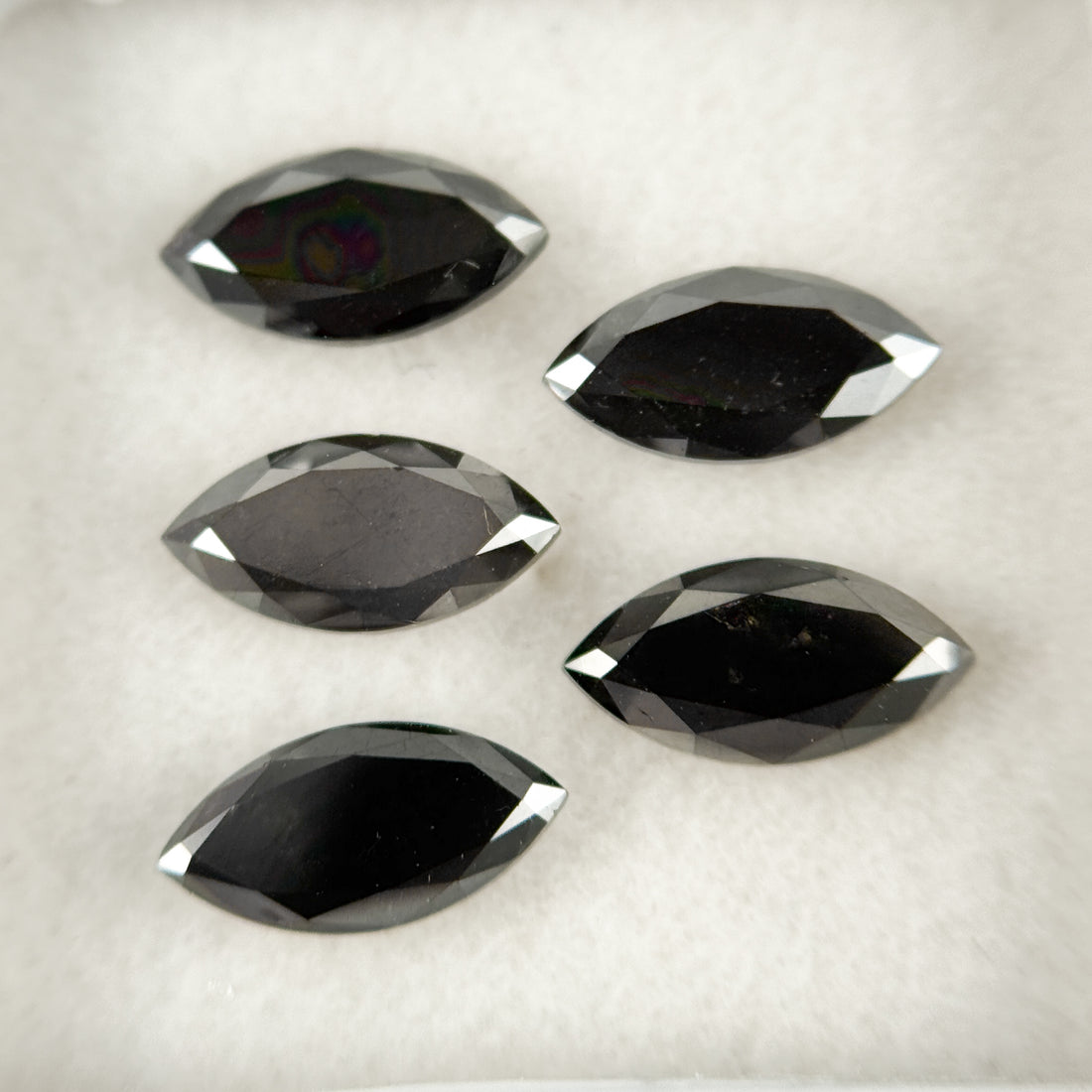 8 X 4 MM Marquise Rose Cut Black Natural Fancy Diamond Pair