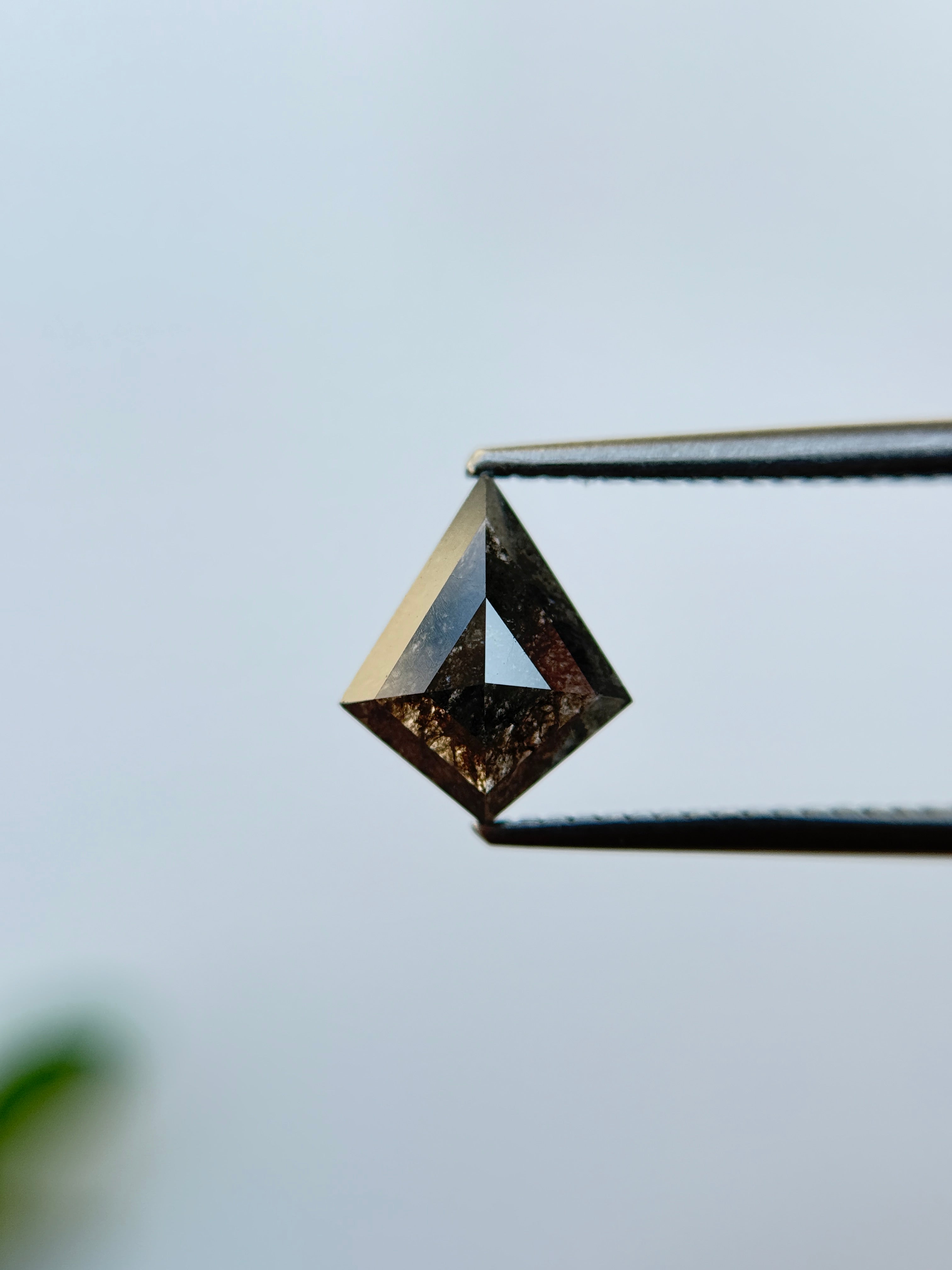 1.53 Ct Kite Rose Cut Grey Natural Salt and Pepper Diamond