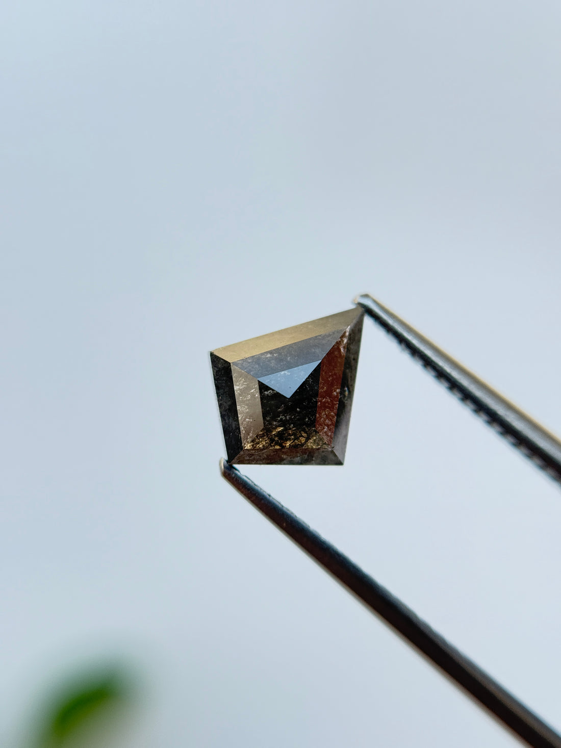 1.53 Ct Kite Rose Cut Grey Natural Salt and Pepper Diamond