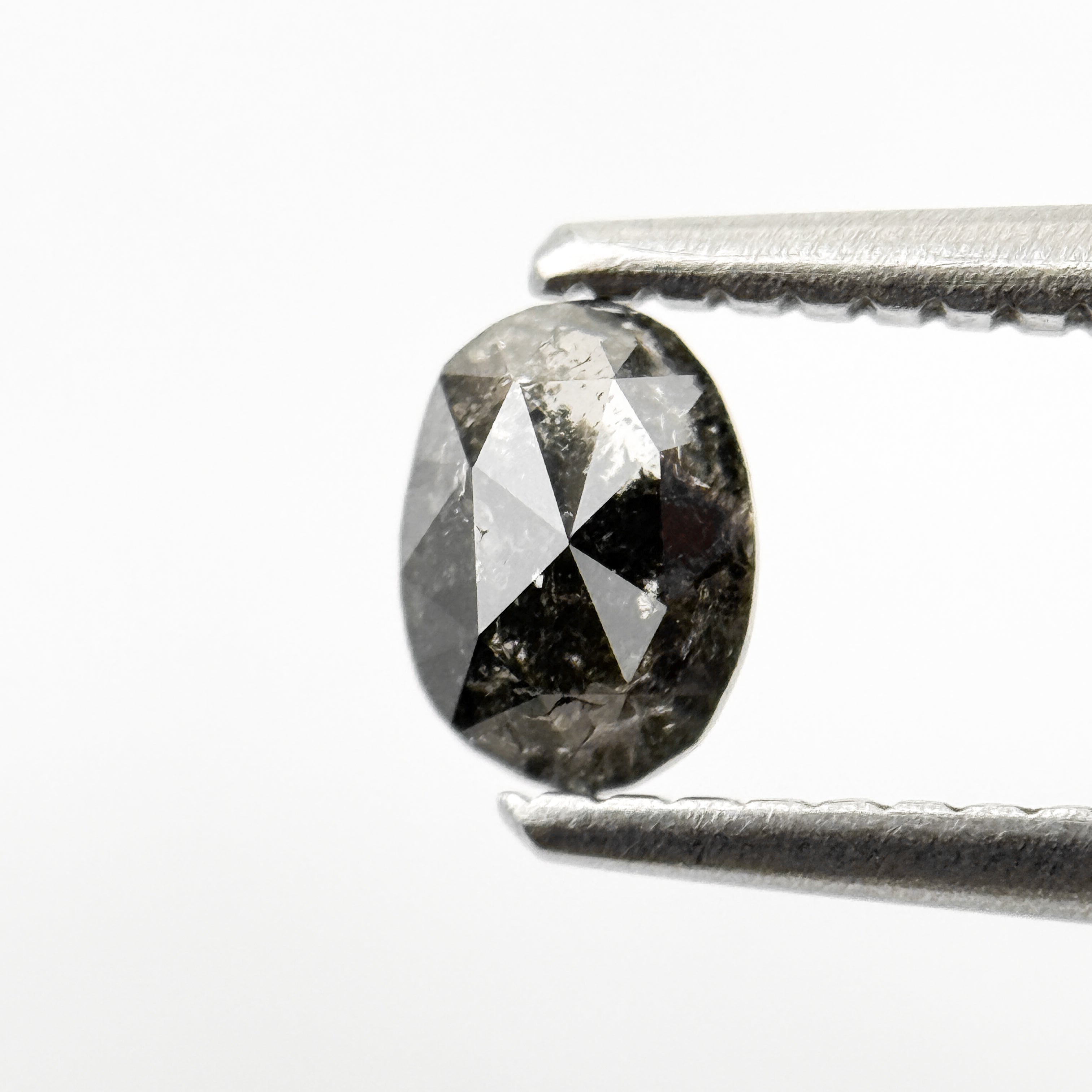 0.42 Ct Oval Rose Cut Grey Natural Salt and Pepper Diamond