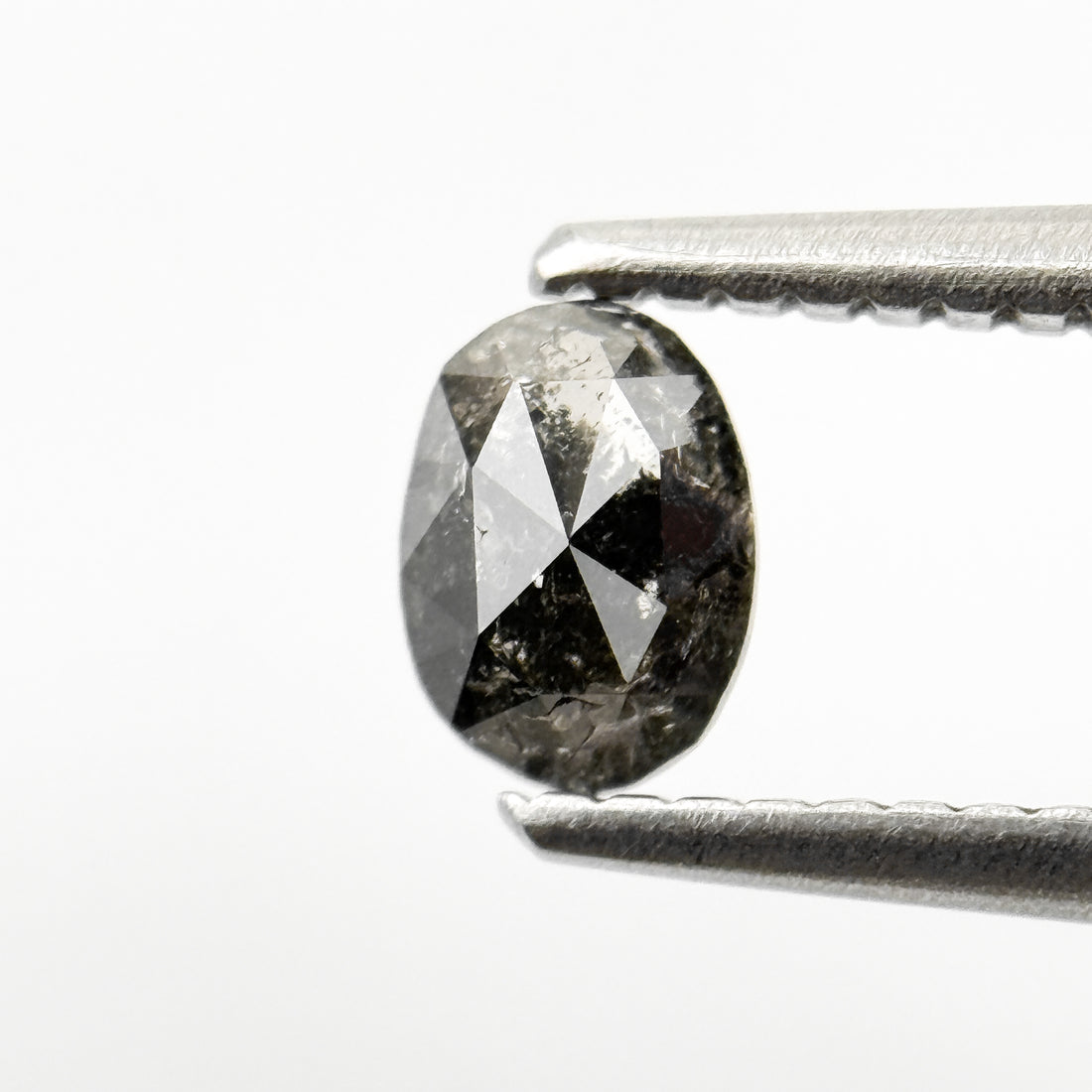 0.42 Ct Oval Rose Cut Grey Natural Salt and Pepper Diamond