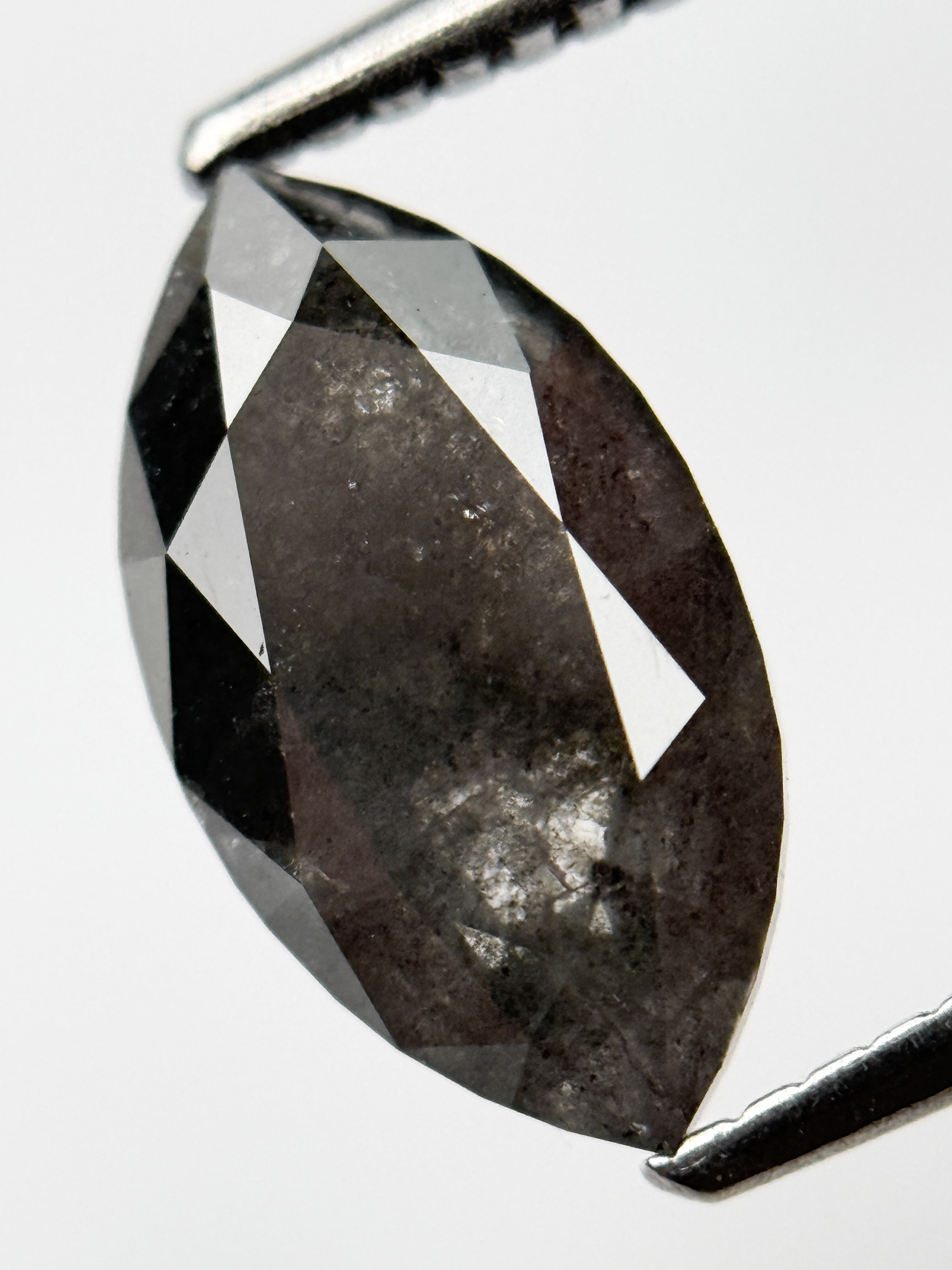 2.39 Ct Marquise Brilliant Cut Grey Natural Salt and Pepper Diamond