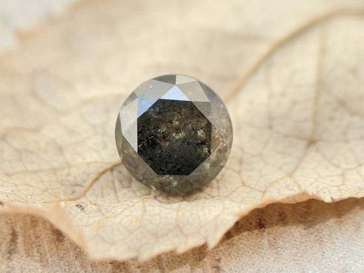0.53 Ct Round Brilliant Cut Grey Natural Salt and Pepper Diamond