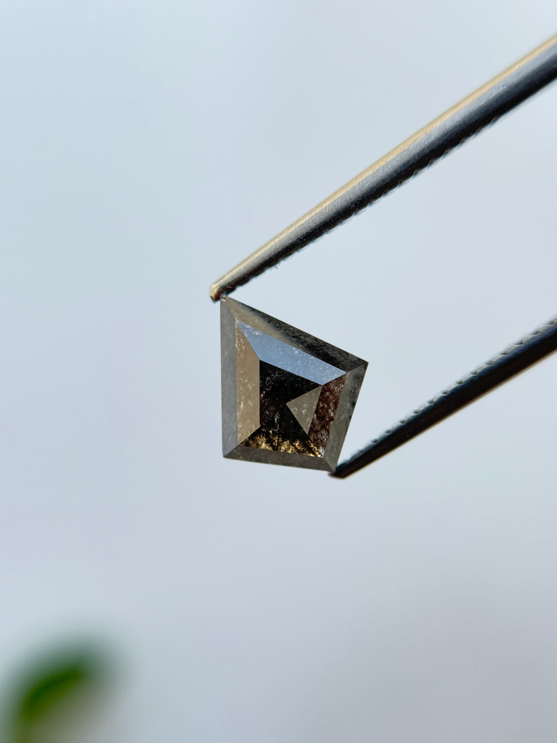 1.53 Ct Kite Rose Cut Grey Natural Salt and Pepper Diamond