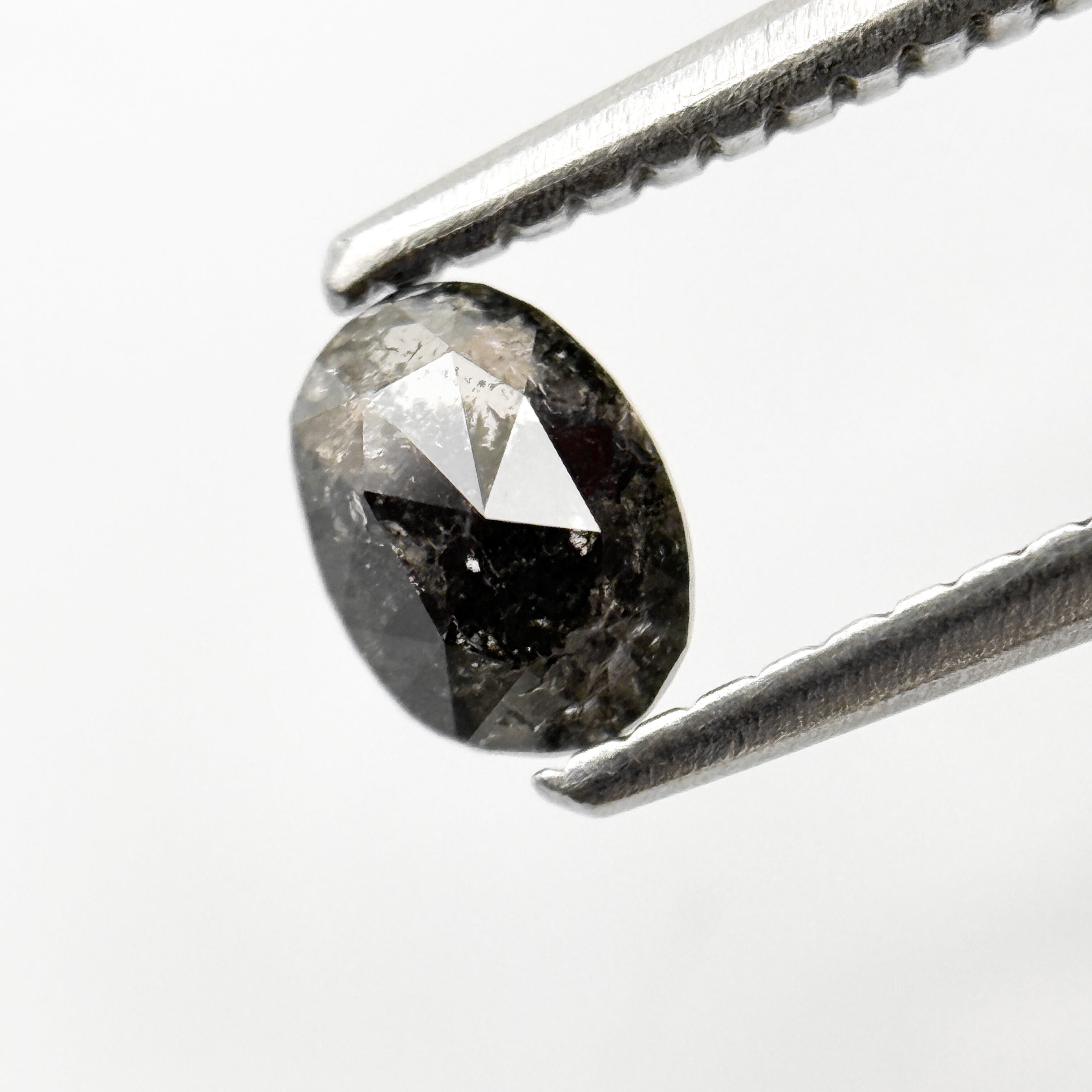 0.42 Ct Oval Rose Cut Grey Natural Salt and Pepper Diamond