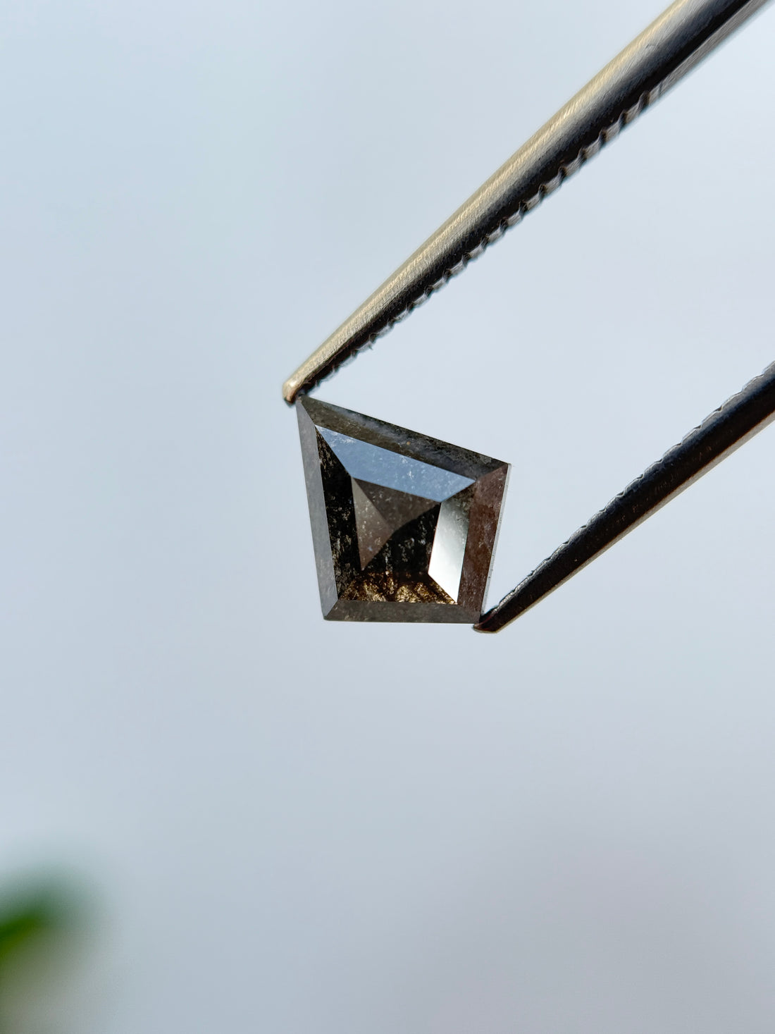 1.53 Ct Kite Rose Cut Grey Natural Salt and Pepper Diamond