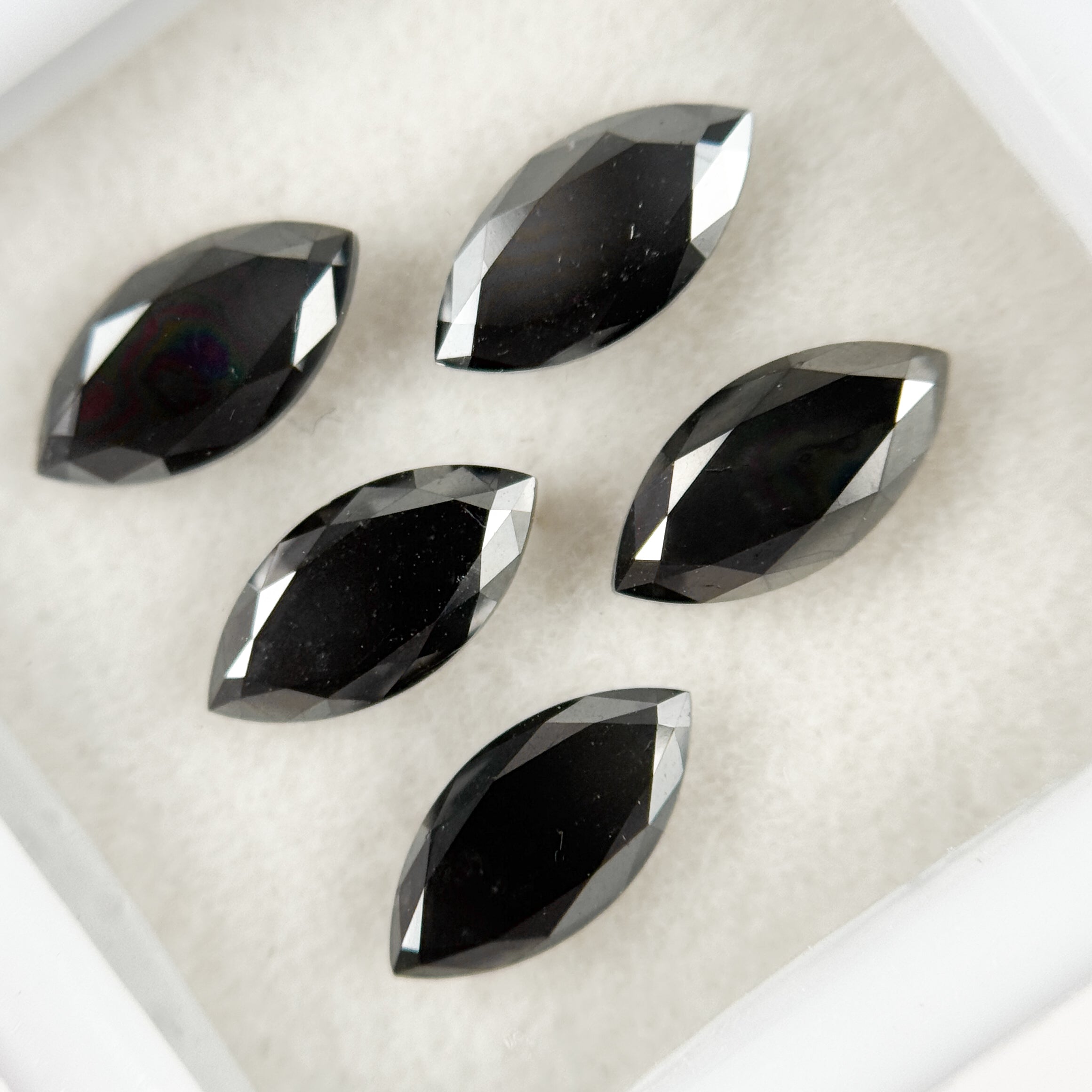 8 X 4 MM Marquise Rose Cut Black Natural Fancy Diamond Pair