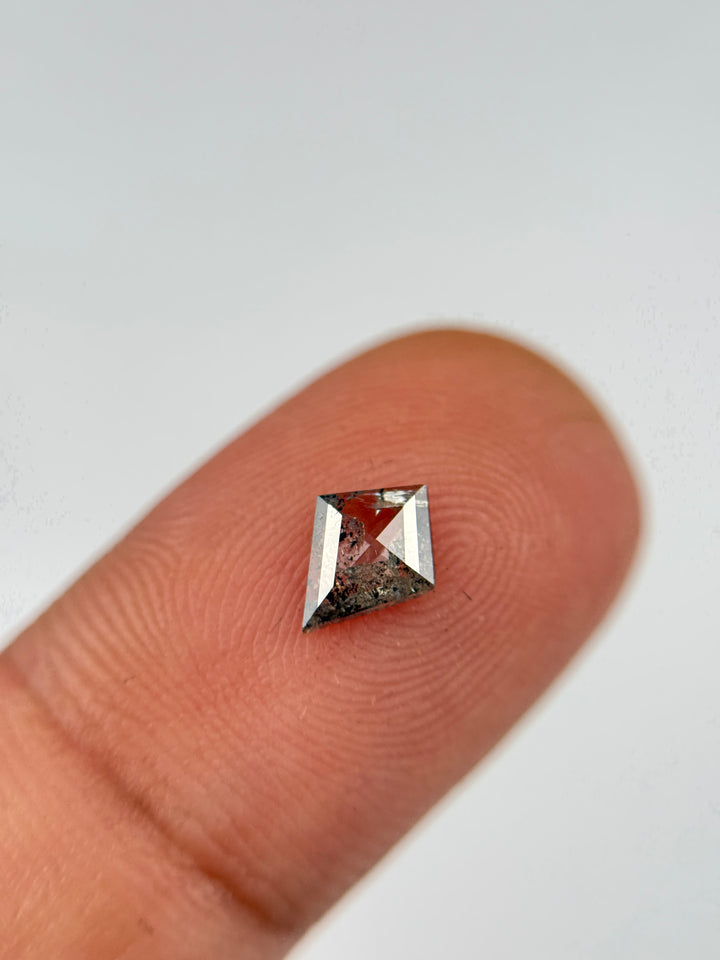 0.45 Ct Kite Rose Cut Grey Natural Salt and Pepper Diamond
