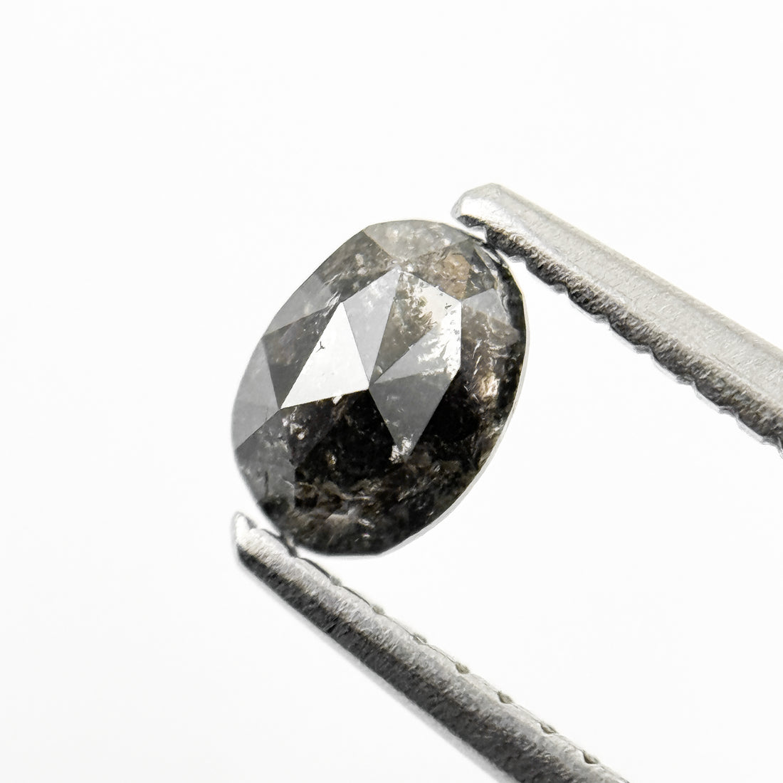 0.42 Ct Oval Rose Cut Grey Natural Salt and Pepper Diamond