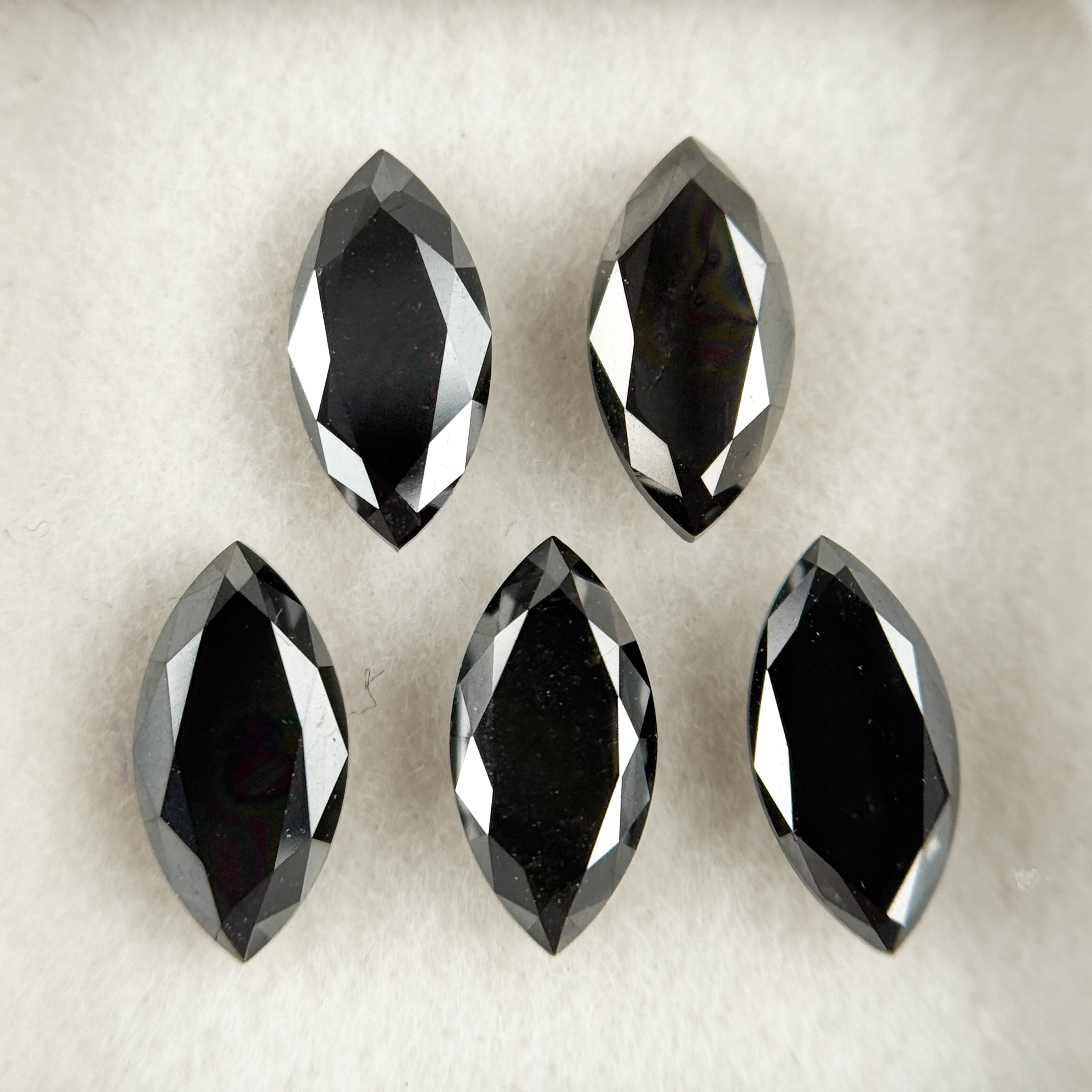 8 X 4 MM Marquise Rose Cut Black Natural Fancy Diamond Pair