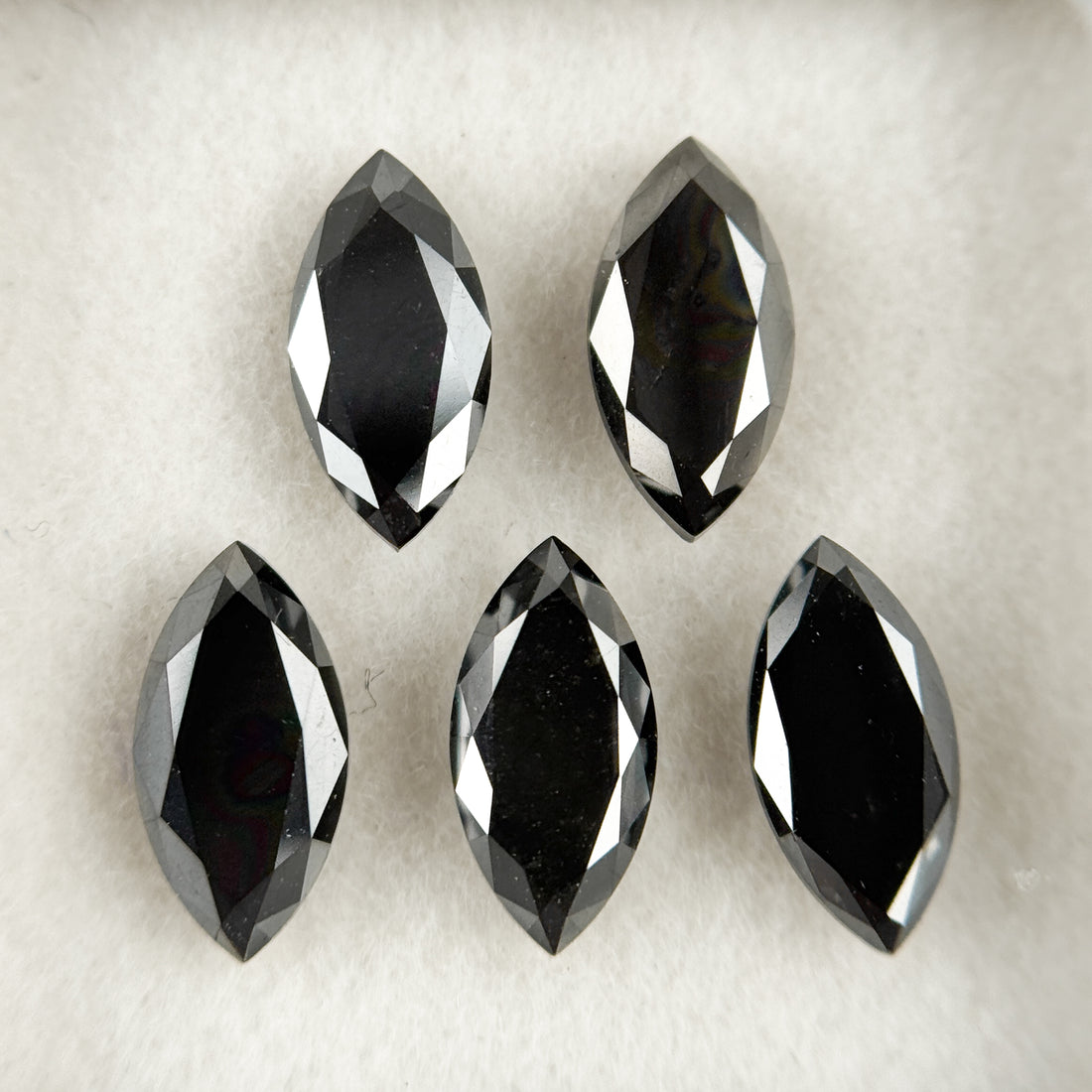 8 X 4 MM Marquise Rose Cut Black Natural Fancy Diamond Pair