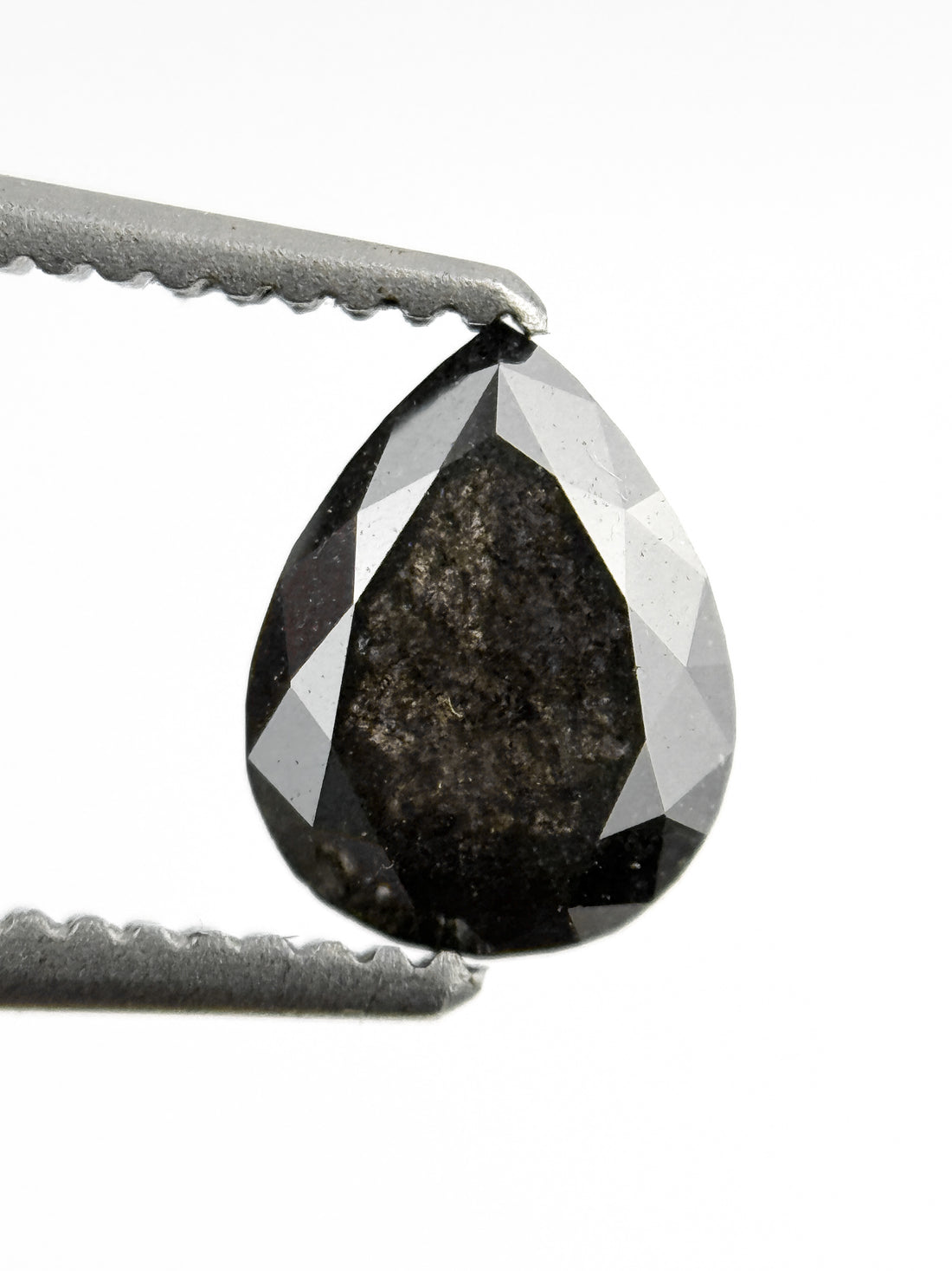 0.83 Ct Pear Rose Cut Grey Natural Salt and Pepper Diamond