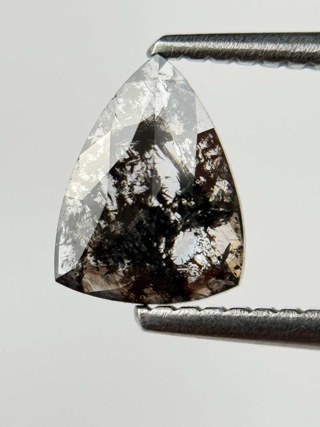 0.72 Ct Triangle Rose Cut Grey Natural Salt and Pepper Diamond