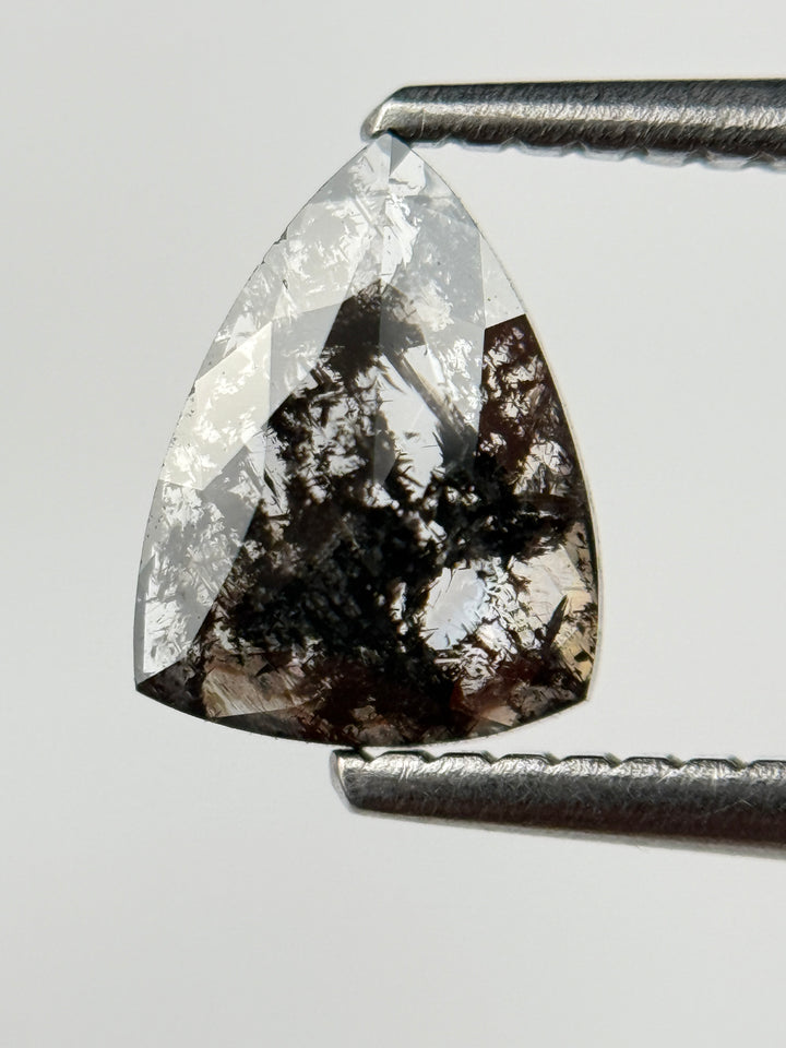 0.72 Ct Triangle Rose Cut Grey Natural Salt and Pepper Diamond