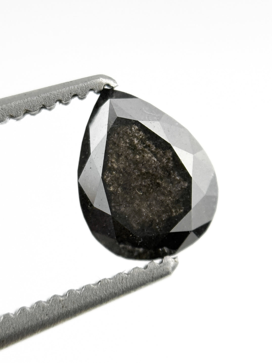 0.83 Ct Pear Rose Cut Grey Natural Salt and Pepper Diamond