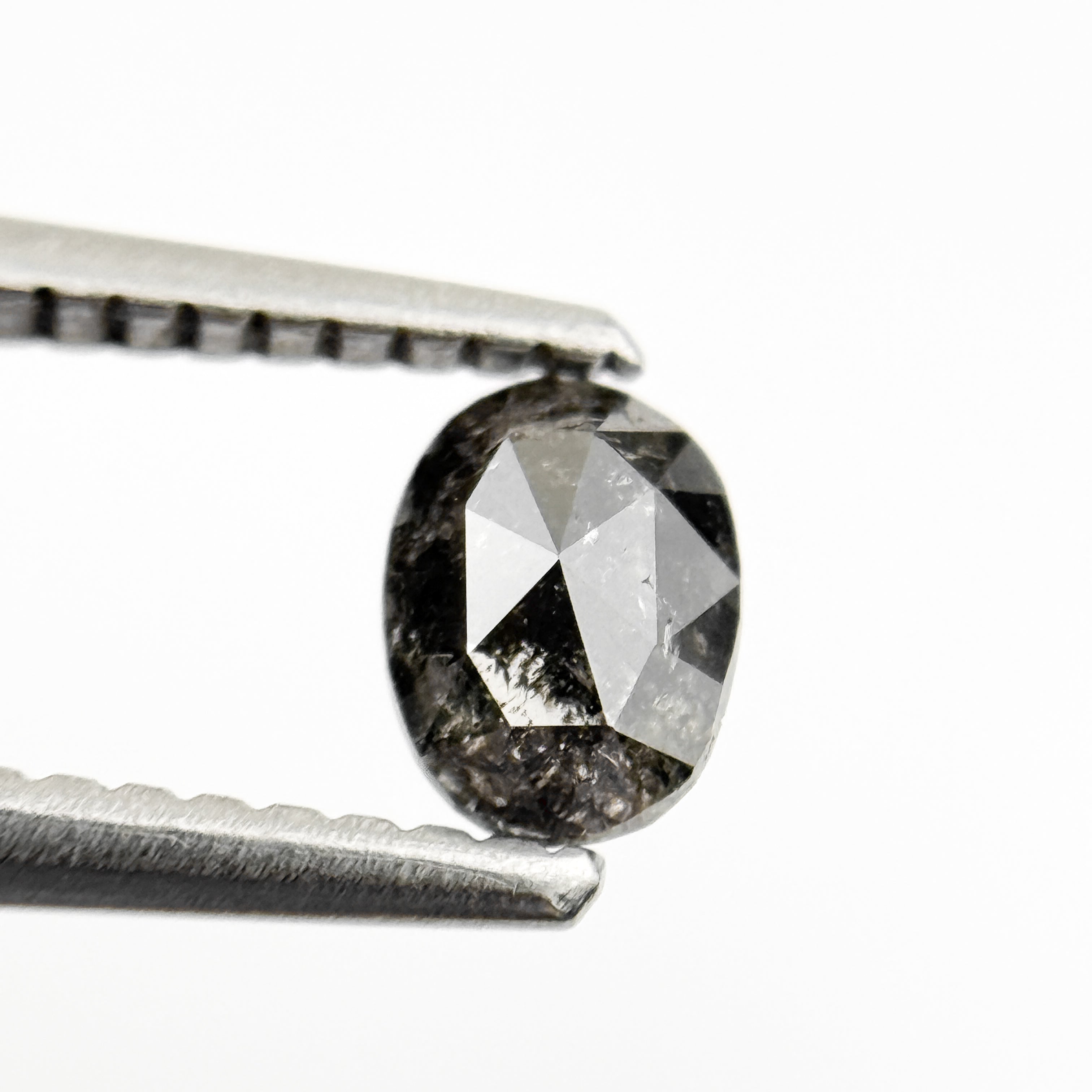 0.42 Ct Oval Rose Cut Grey Natural Salt and Pepper Diamond