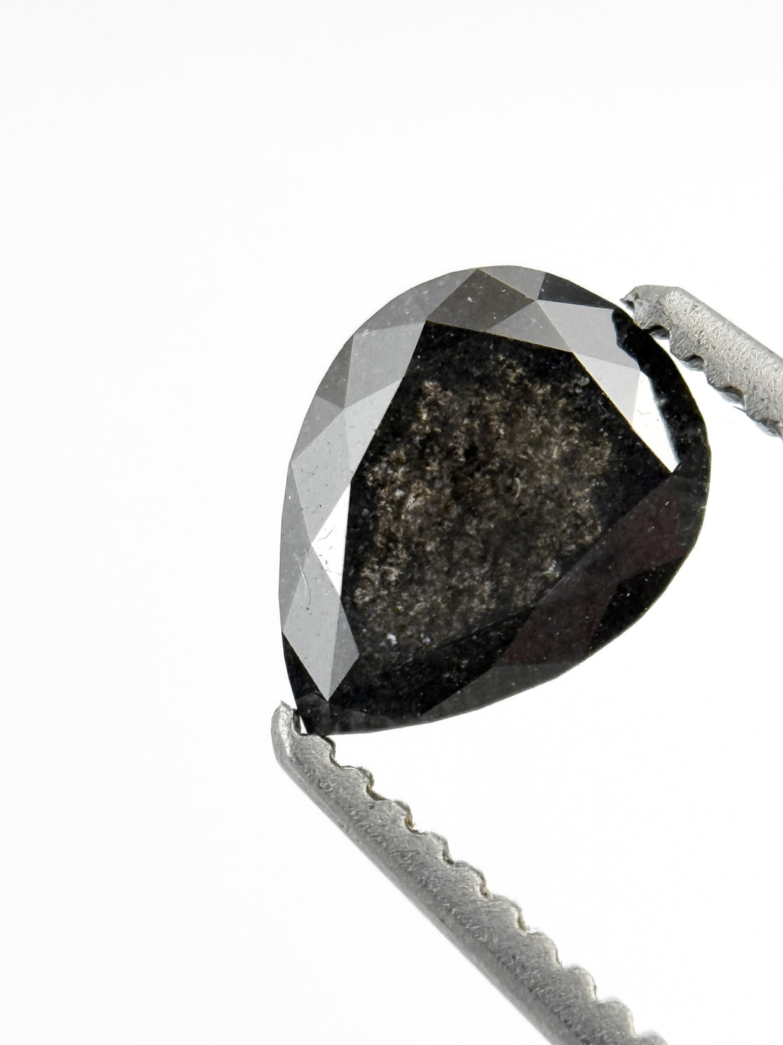 0.83 Ct Pear Rose Cut Grey Natural Salt and Pepper Diamond