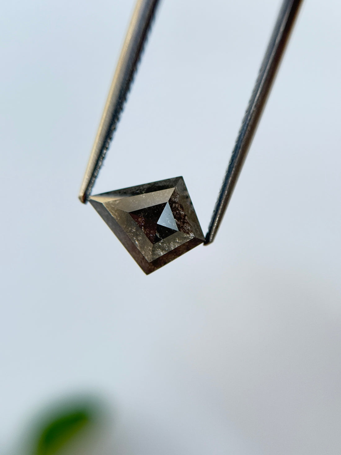 1.53 Ct Kite Rose Cut Grey Natural Salt and Pepper Diamond