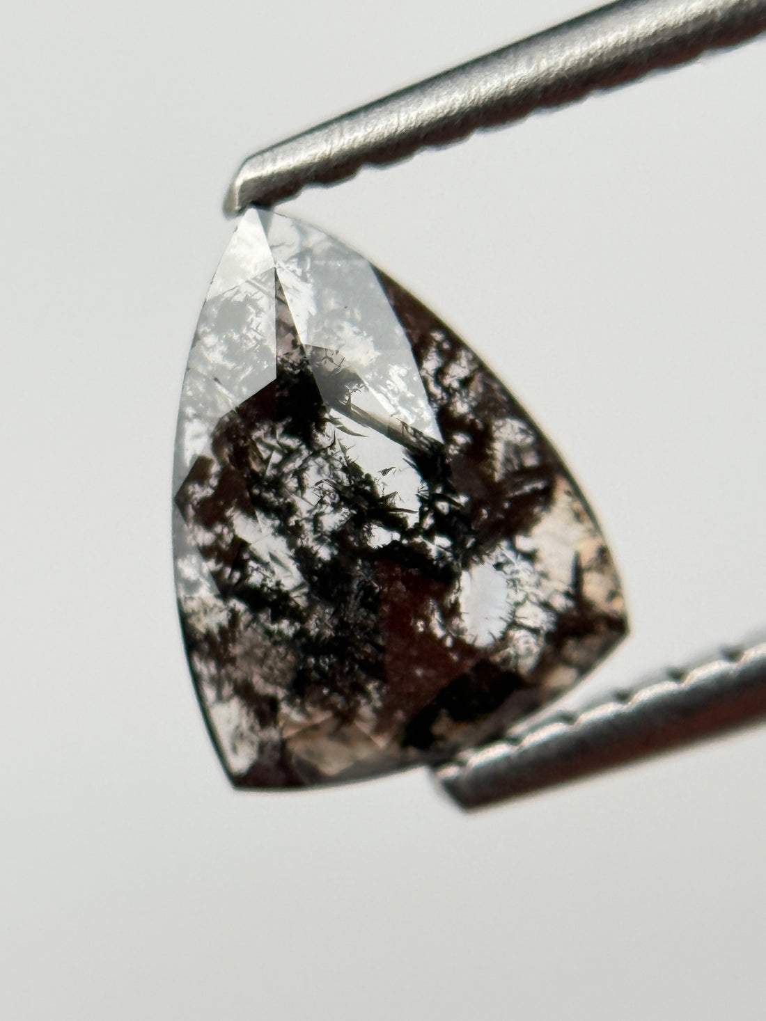 0.72 Ct Triangle Rose Cut Grey Natural Salt and Pepper Diamond