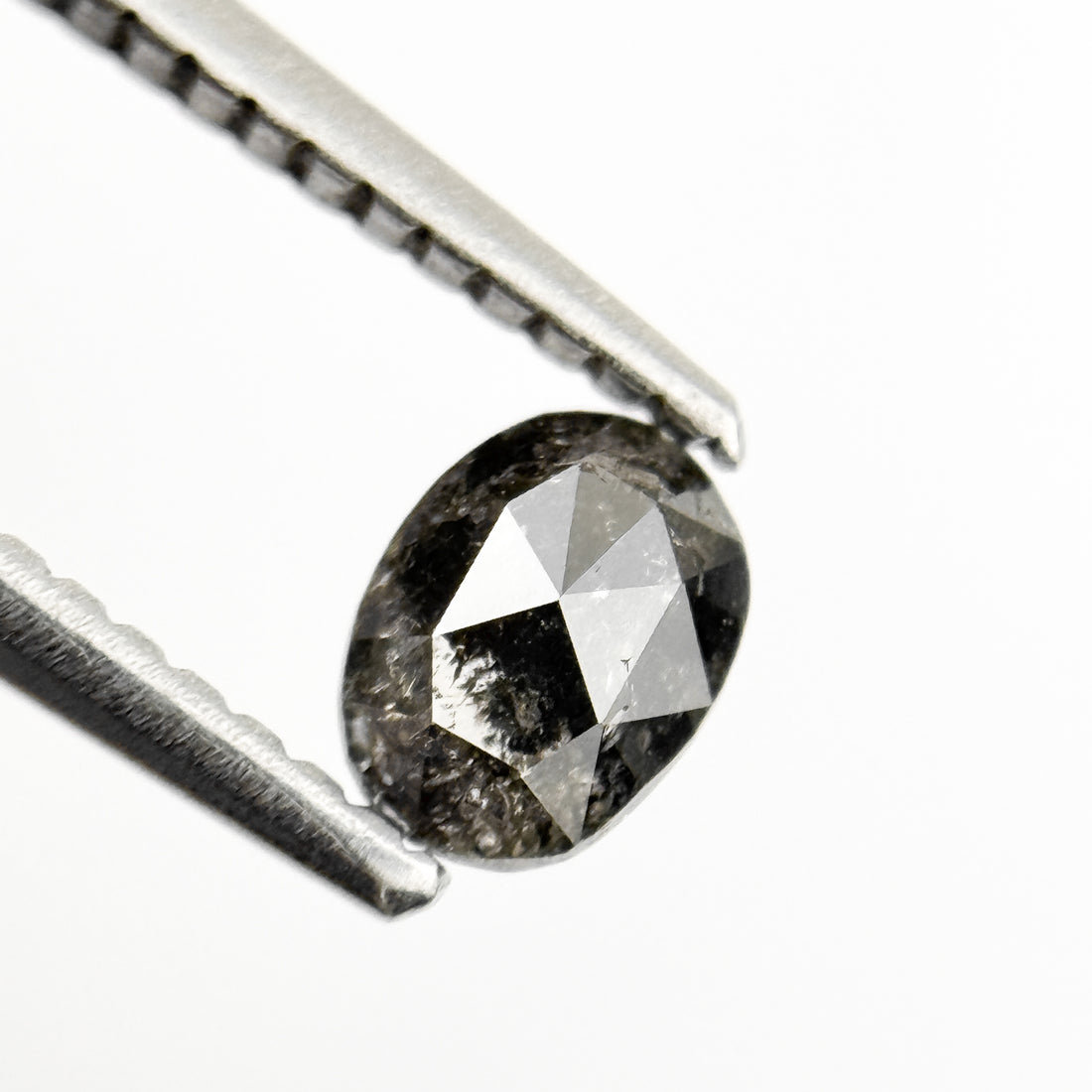 0.42 Ct Oval Rose Cut Grey Natural Salt and Pepper Diamond