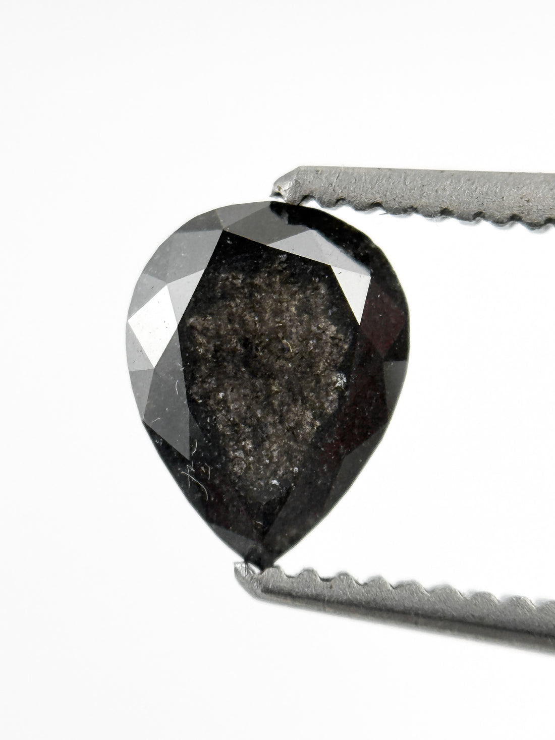 0.83 Ct Pear Rose Cut Grey Natural Salt and Pepper Diamond